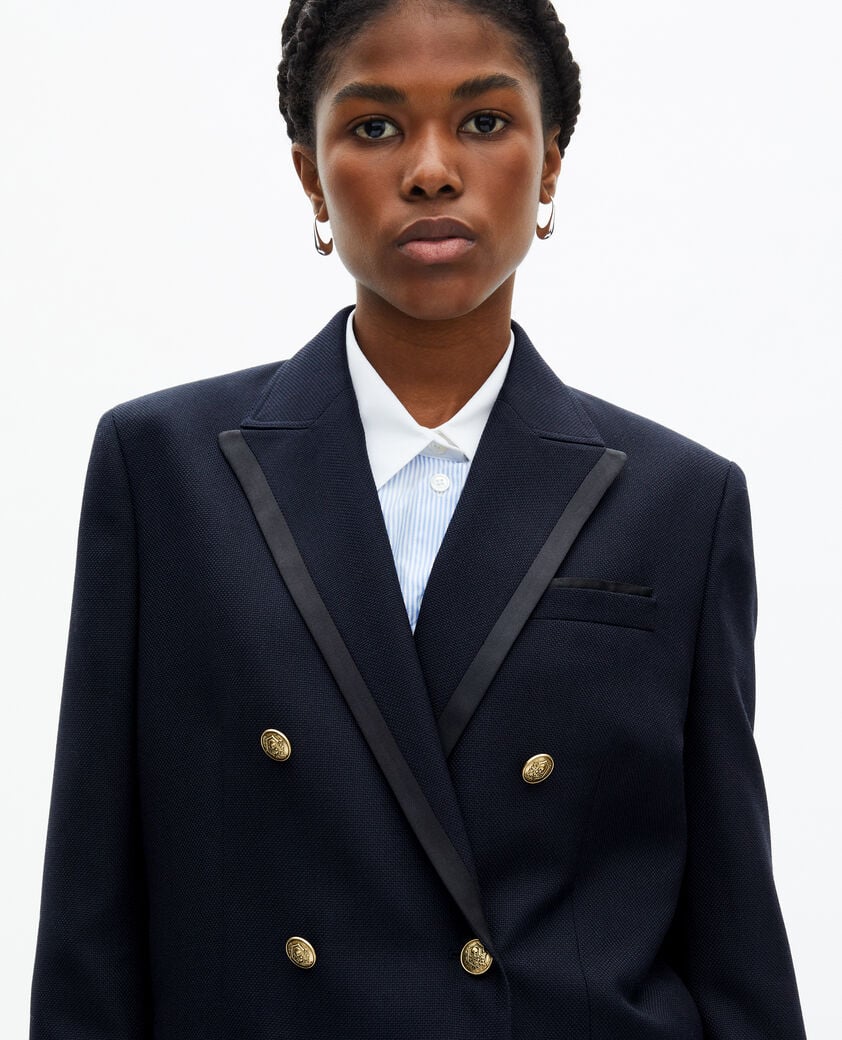The Kooples DAMEN DARK NAVY kostümjacke aus marineblauem wollgemisch