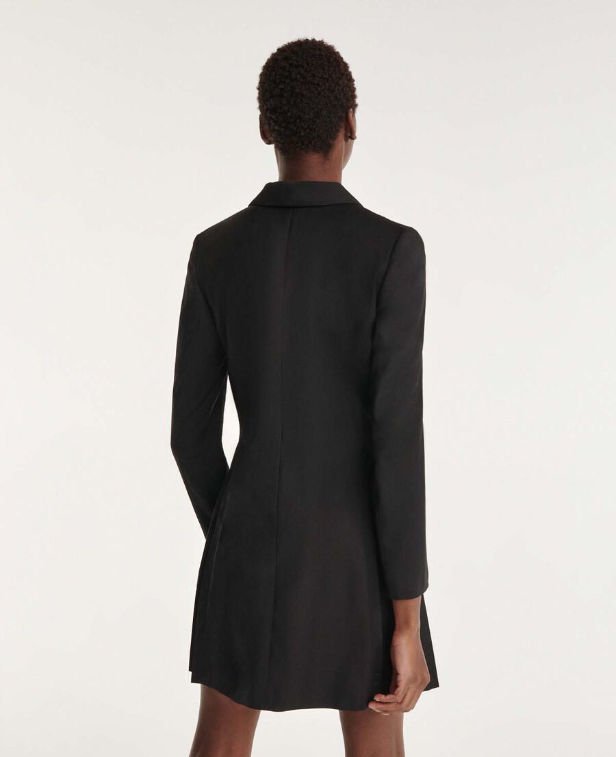 robe courte croisée plissée chaîne noire