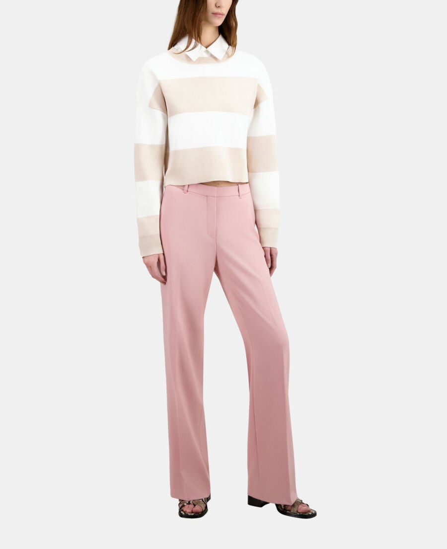 The Kooples FEMME BEIGE ECRU pull à rayures en coton beige