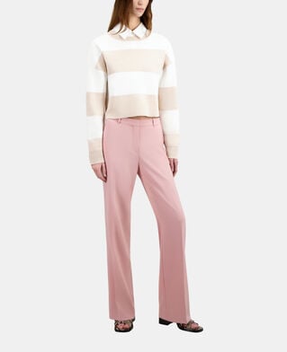 The Kooples FEMME BEIGE ECRU pull à rayures en coton beige