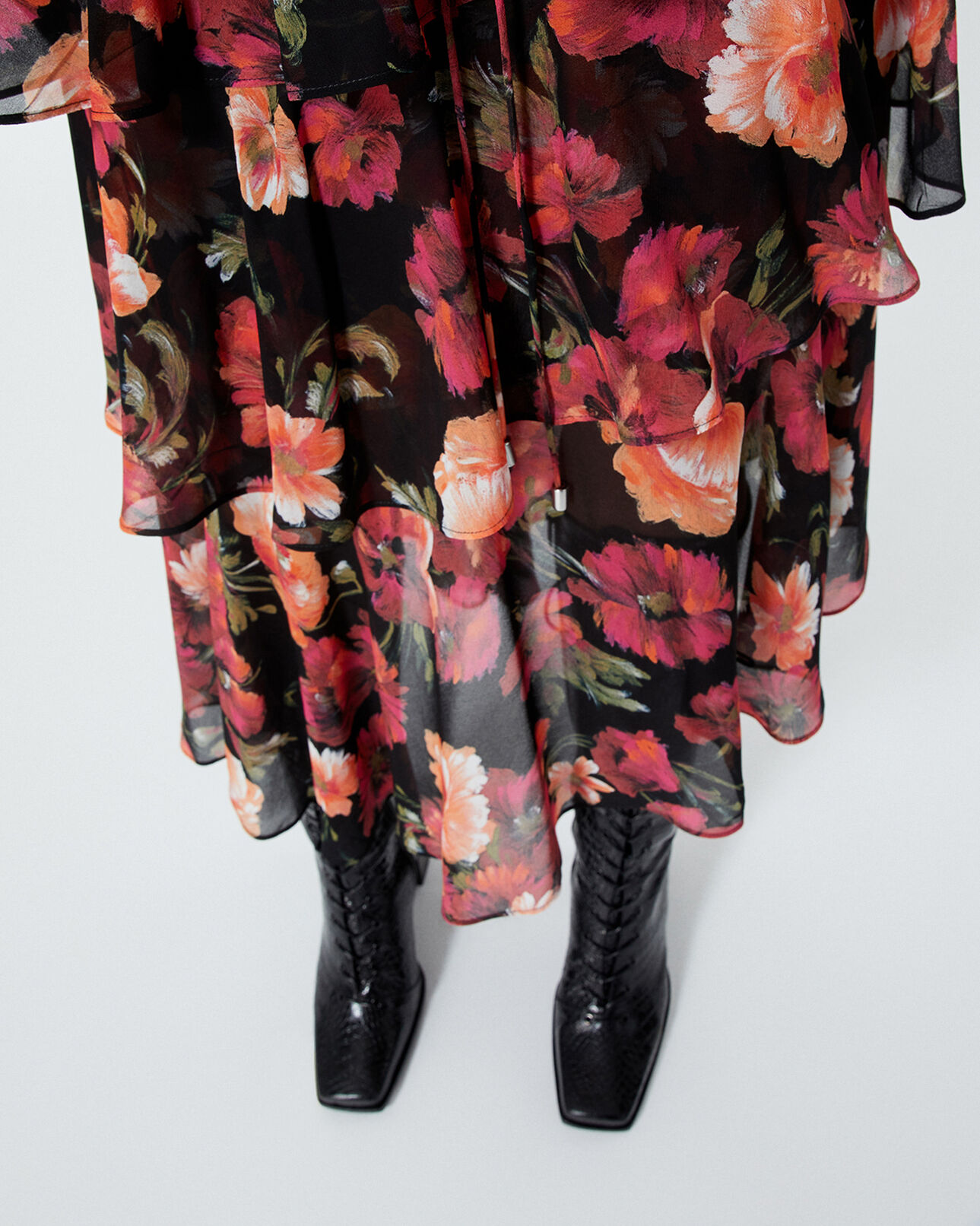The Kooples FEMME MULTICOLOR robe longue volants à imprimé fleuri
