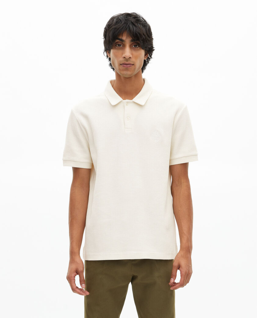 The Kooples HOMME ECRU polo en nid d'abeille avec blason écru