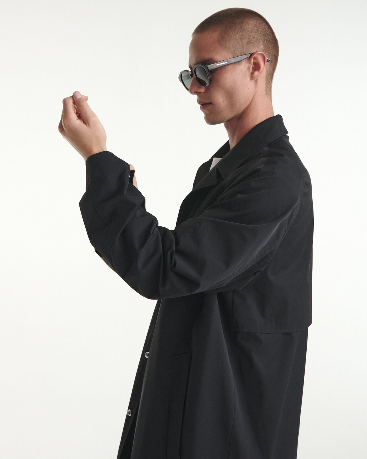 The Kooples HOMME BLACK trench fluide noir à boutons-pression