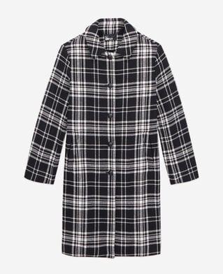The Kooples FEMME BLACK WHITE manteau long à carreaux en laine mélangée