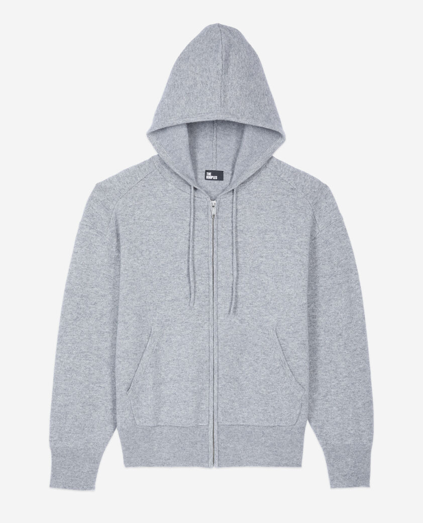 The Kooples FEMME MIDDLE GREY MEL sweatshirt &agrave; capuche en laine et cachemire gris