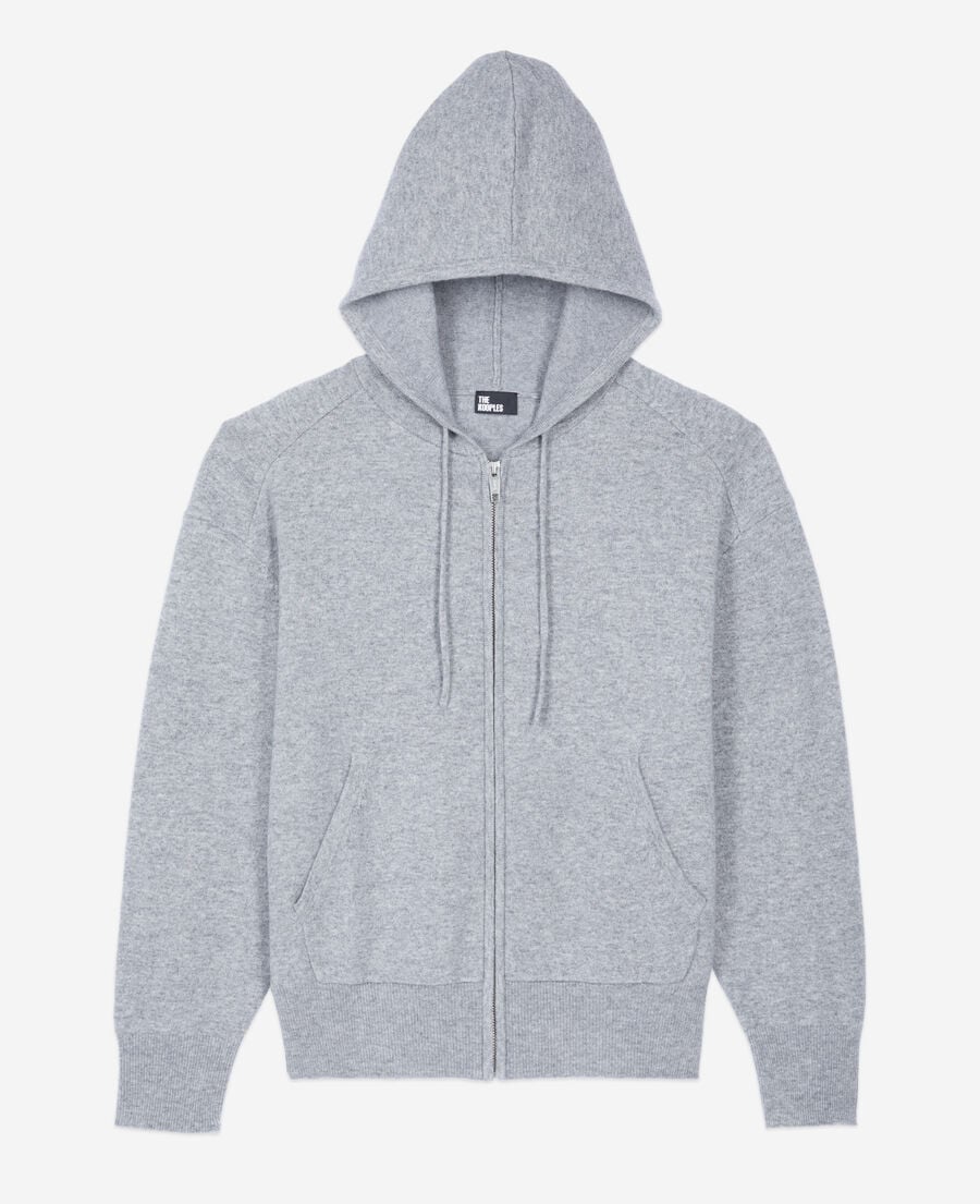 The Kooples FEMME MIDDLE GREY MEL sweatshirt &agrave; capuche en laine et cachemire gris