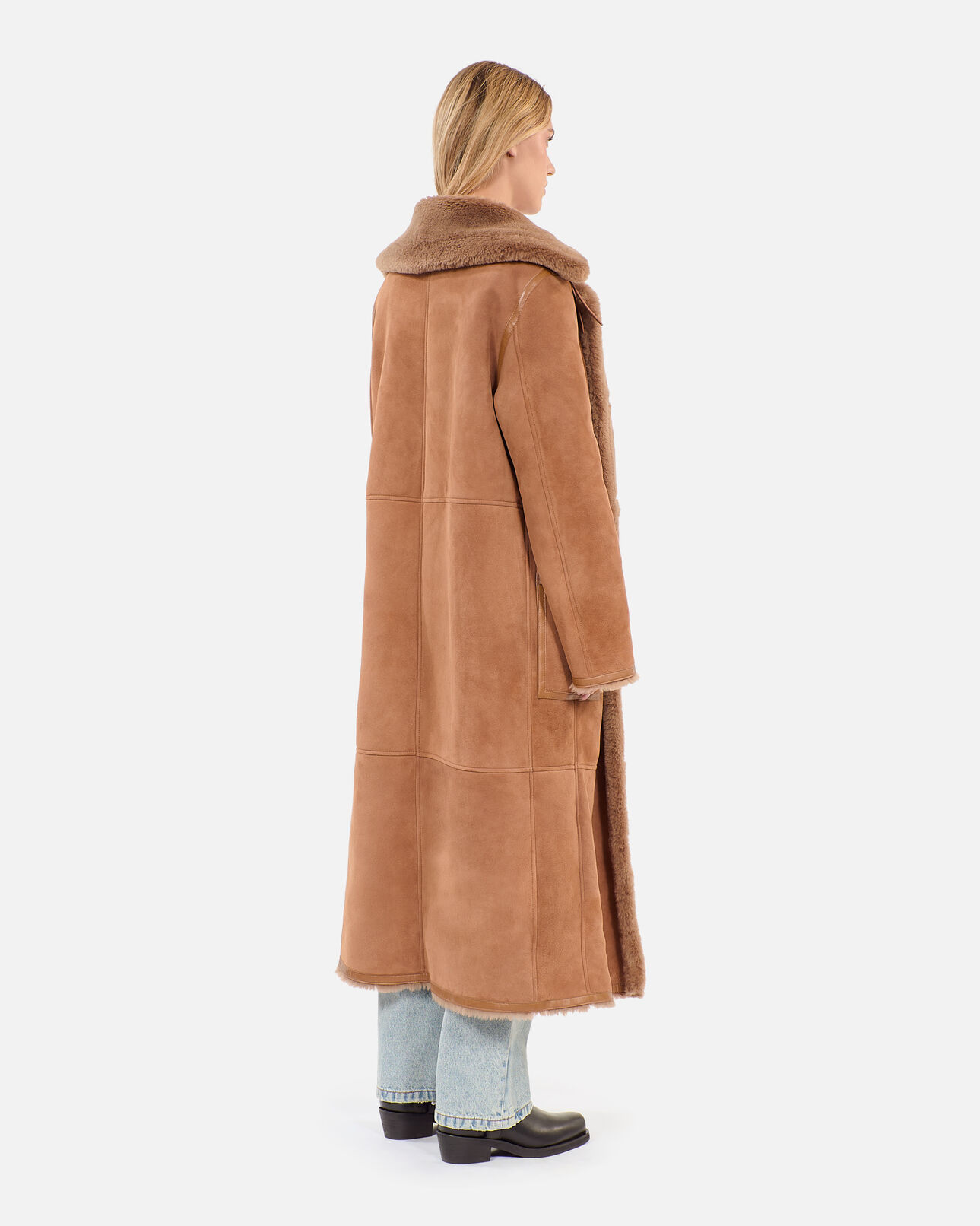The Kooples F BROWN long brown shearling coat