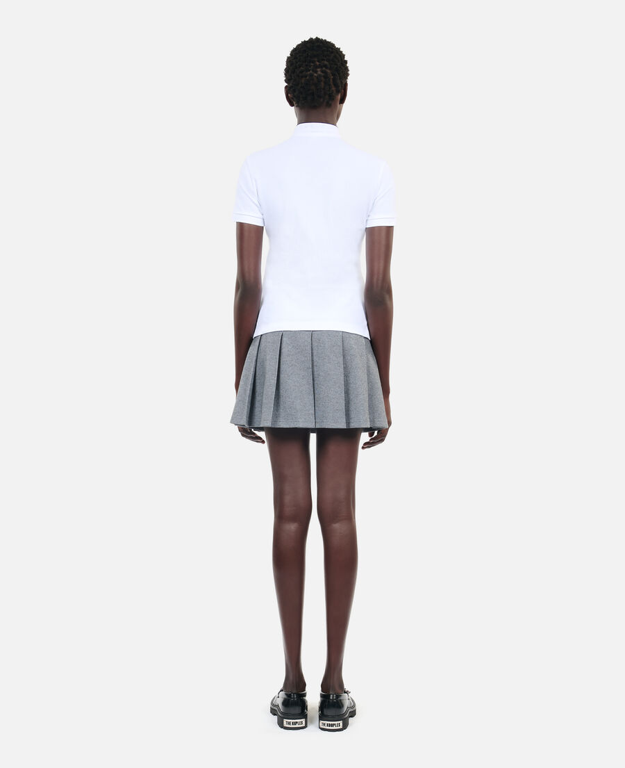 The Kooples F WHITE white piqué cotton polo t-shirt