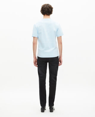 The Kooples HERREN BLUE SKY hellblaues t-shirt mit what is-schriftzug