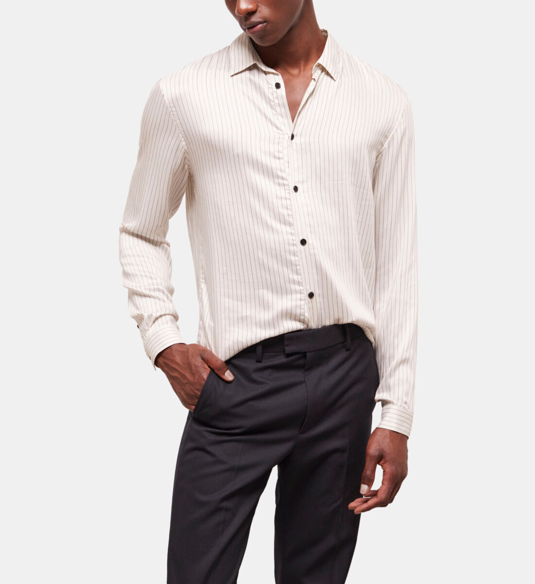 off white long sleeve striped shirt