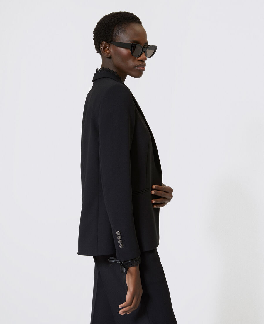 The Kooples MUJER BLACK traje de chaqueta con banda de encaje negro