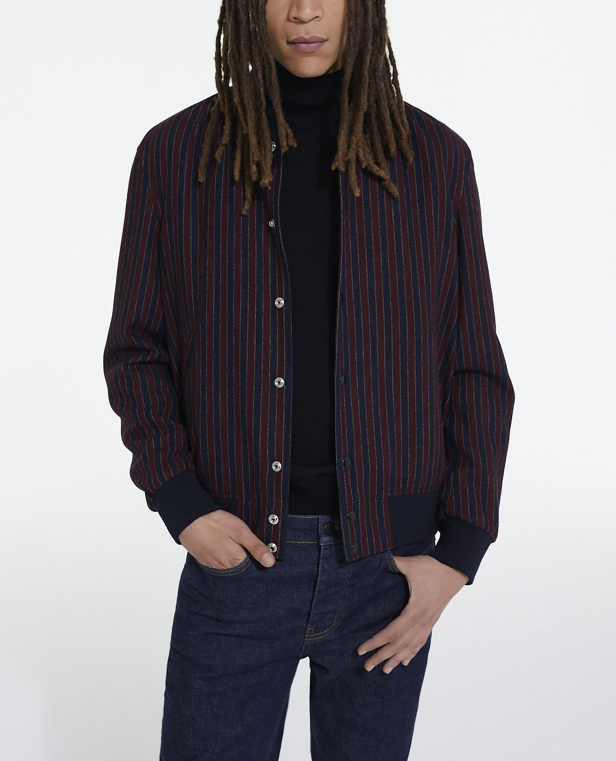 Gestreifter Blouson, BORDEAUX / NAVY, hi-res image number null