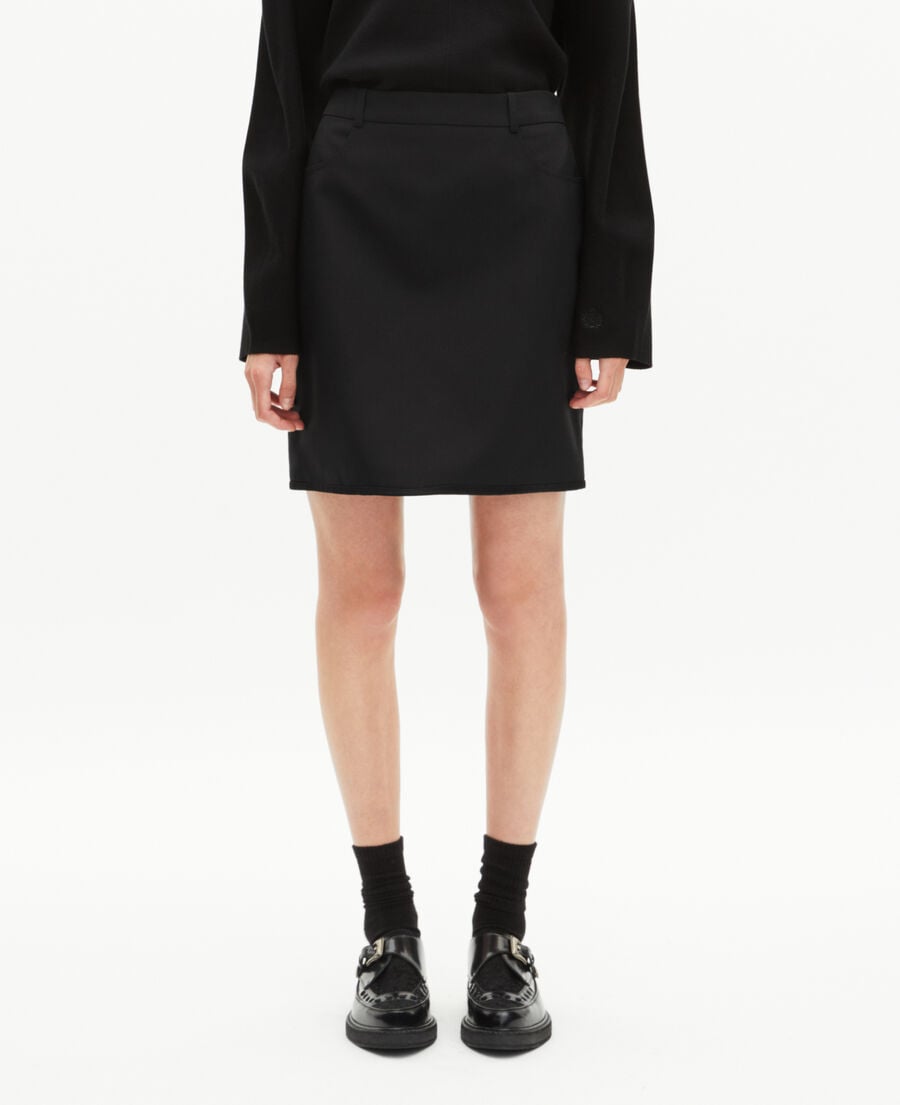 The Kooples F BLACK short skirt with black satin edges