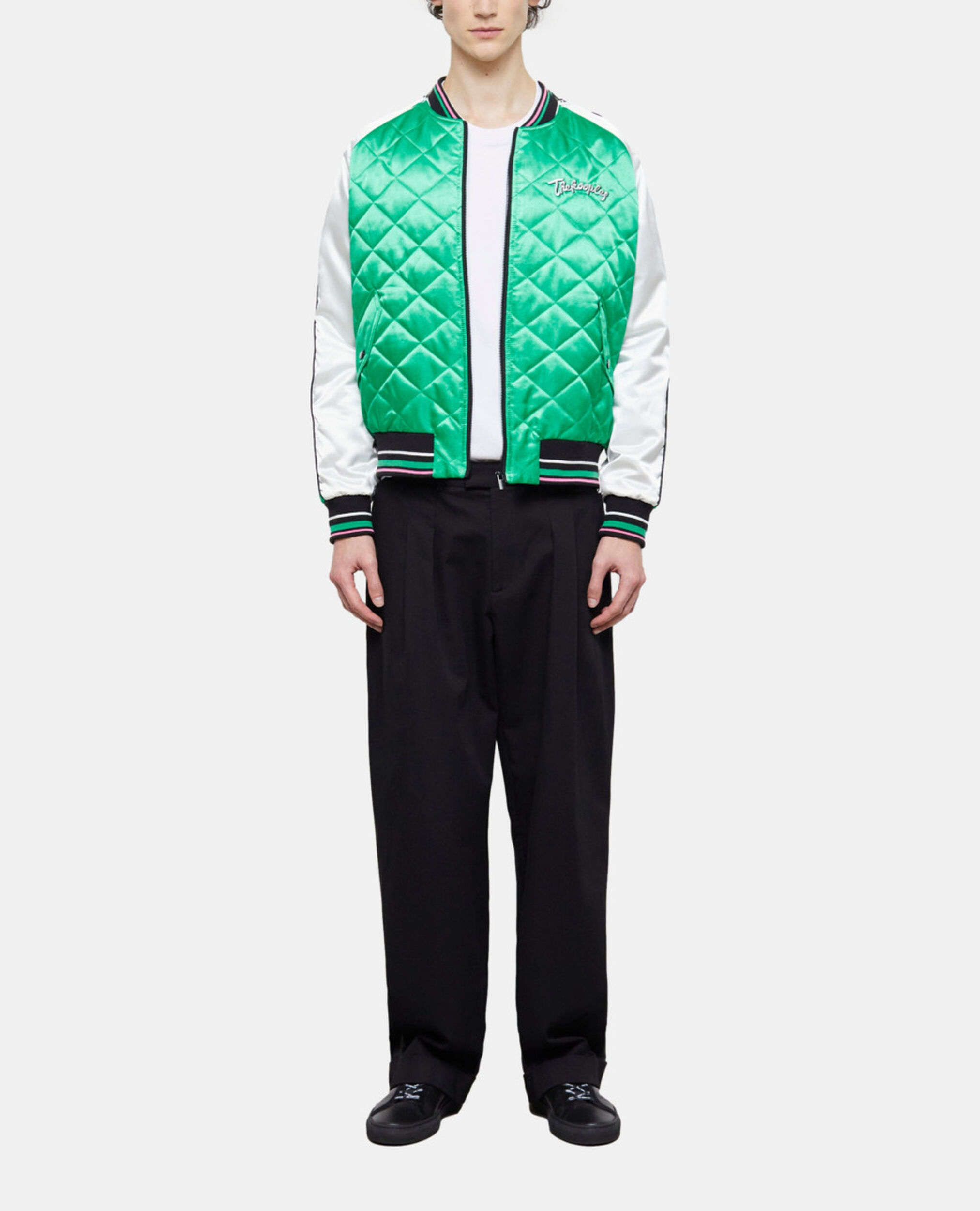 Blouson Teddy bicolore avec broderies, GREEN-WHITE, hi-res image number null