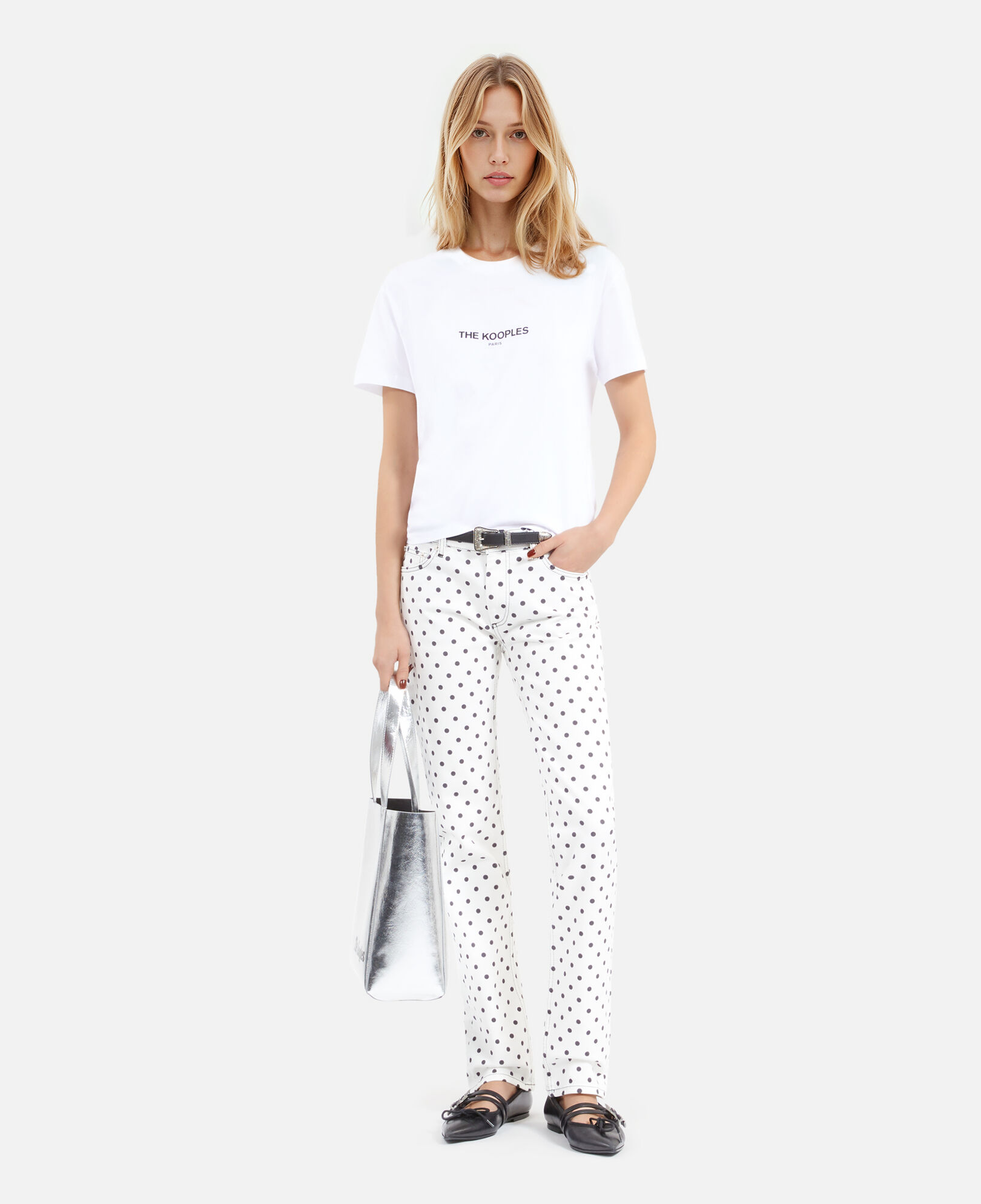 The Kooples DAMEN WHITE weißes t-shirt mit logo für damen