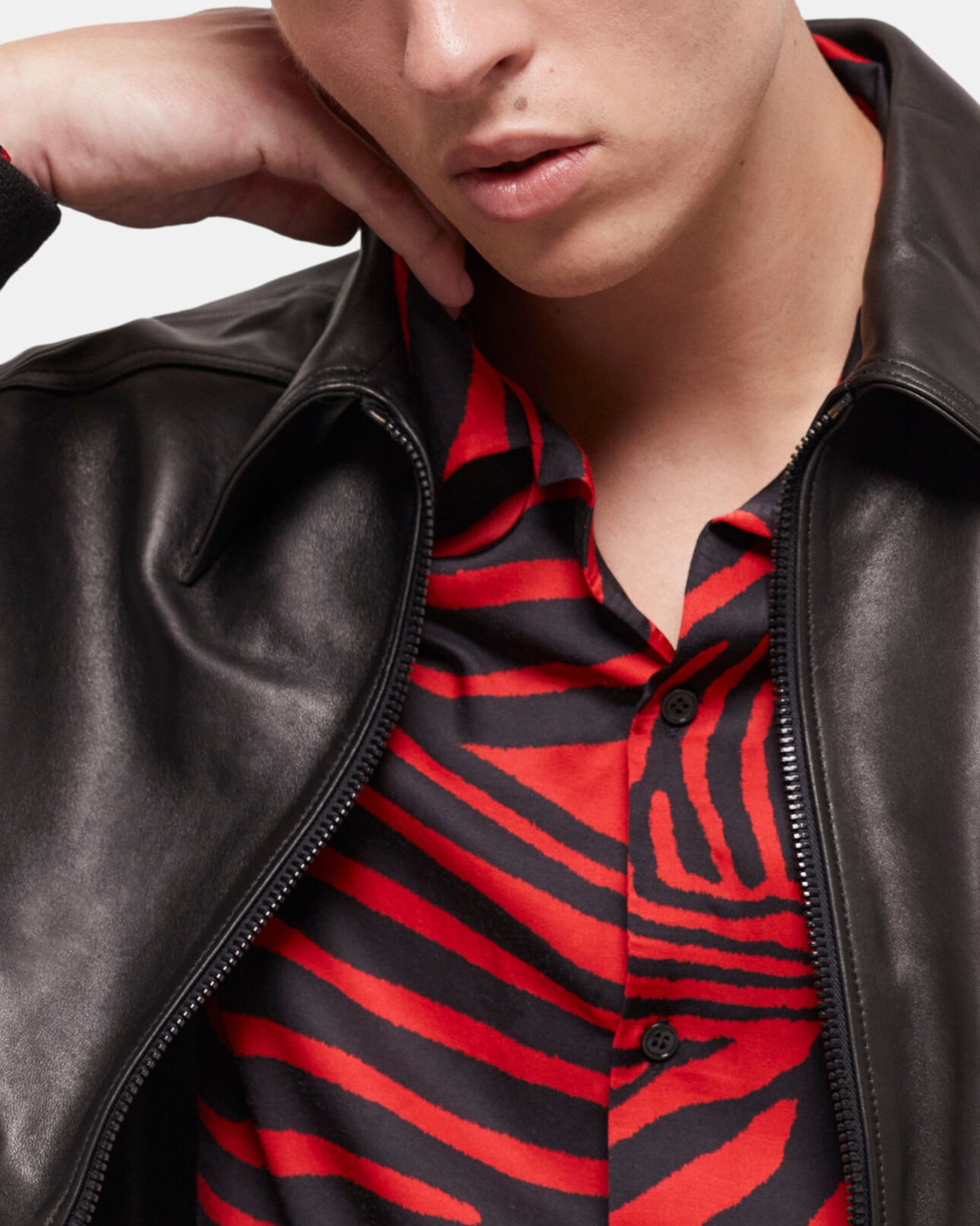 The Kooples MEN BLACK black leather jacket