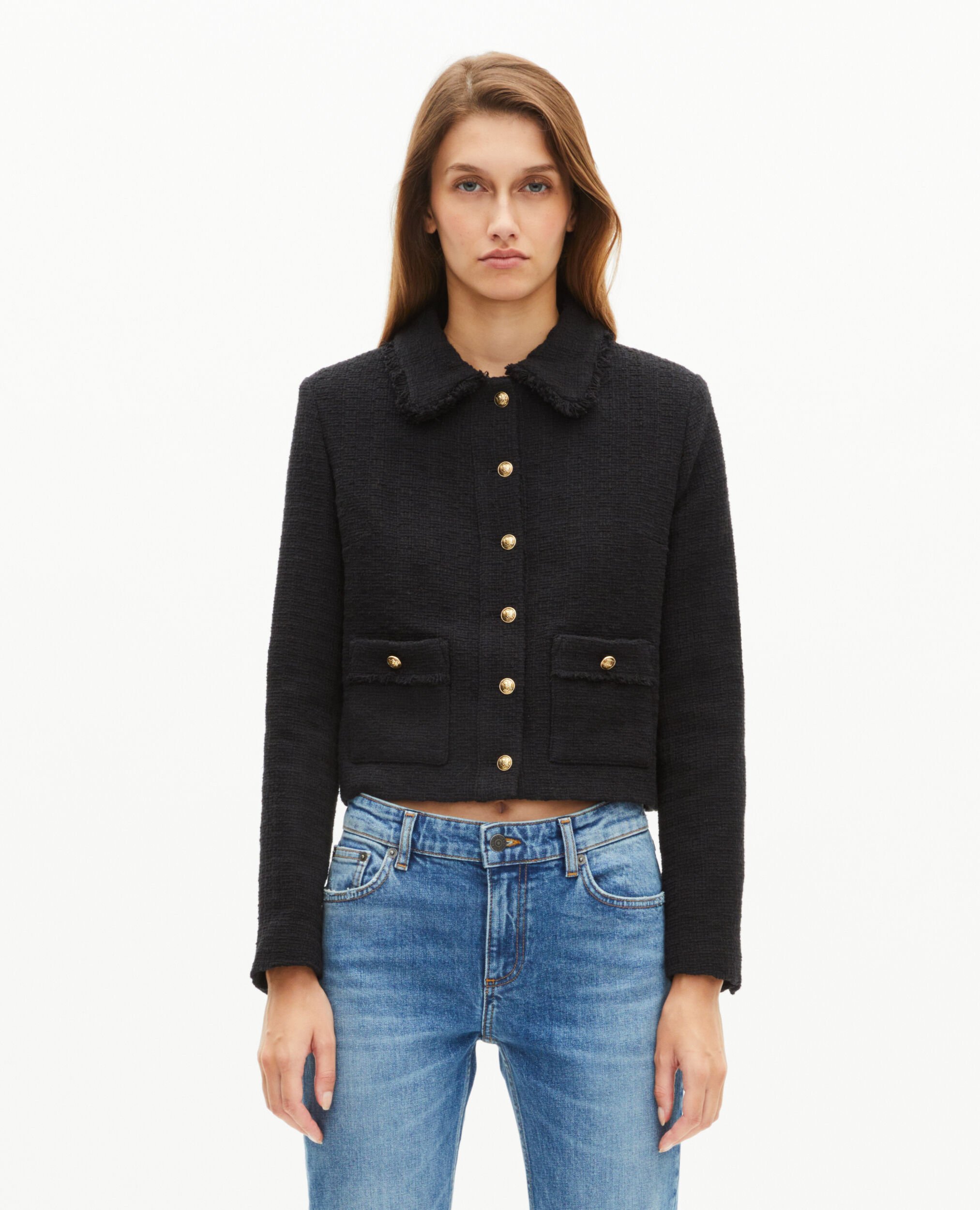 Veste en tweed noire, BLACK, hi-res image number null