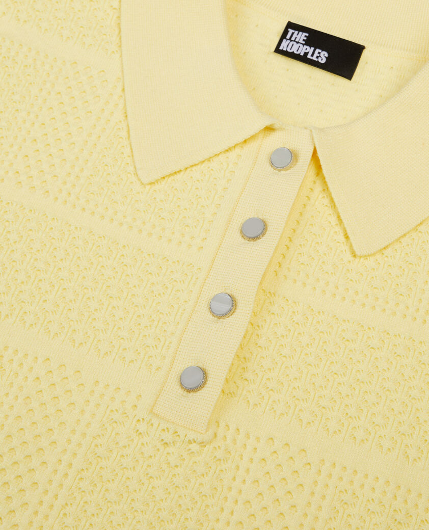 The Kooples FEMME MELLOW YELLOW polo en maille ajourée jaune clair