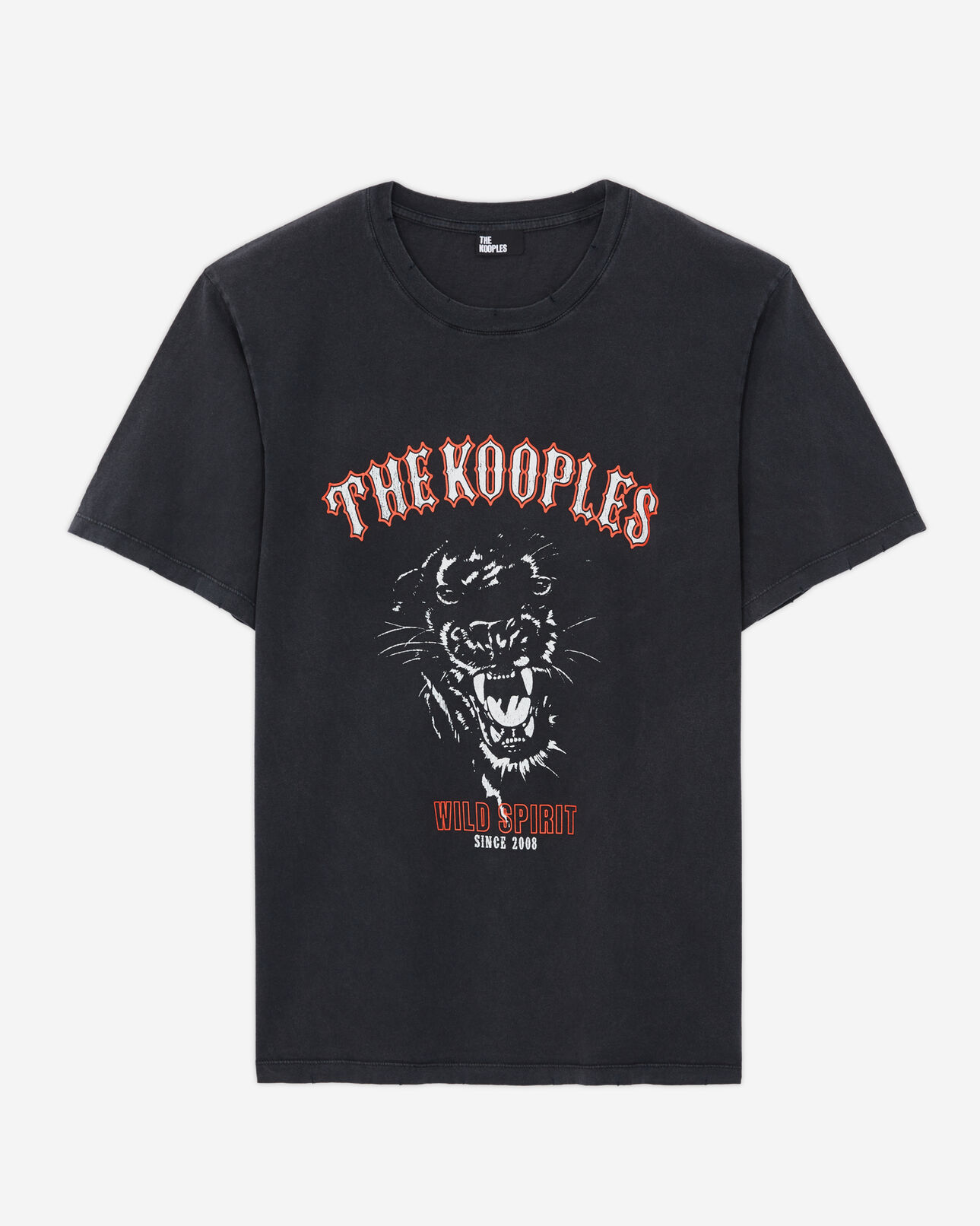 The Kooples MEN BLACK WASHED men's black screen print t-shirt