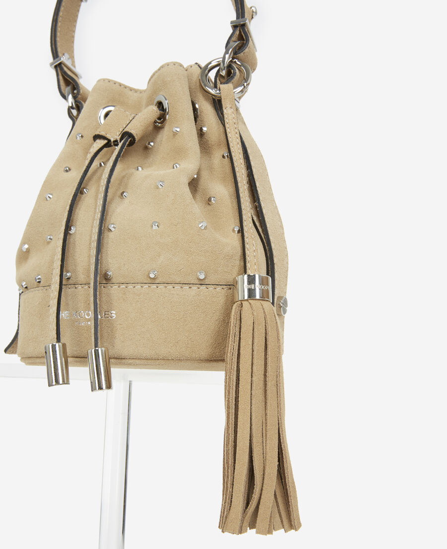 studded small tina bag in beige