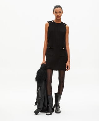 The Kooples WOMEN BLACK short black tweed dress
