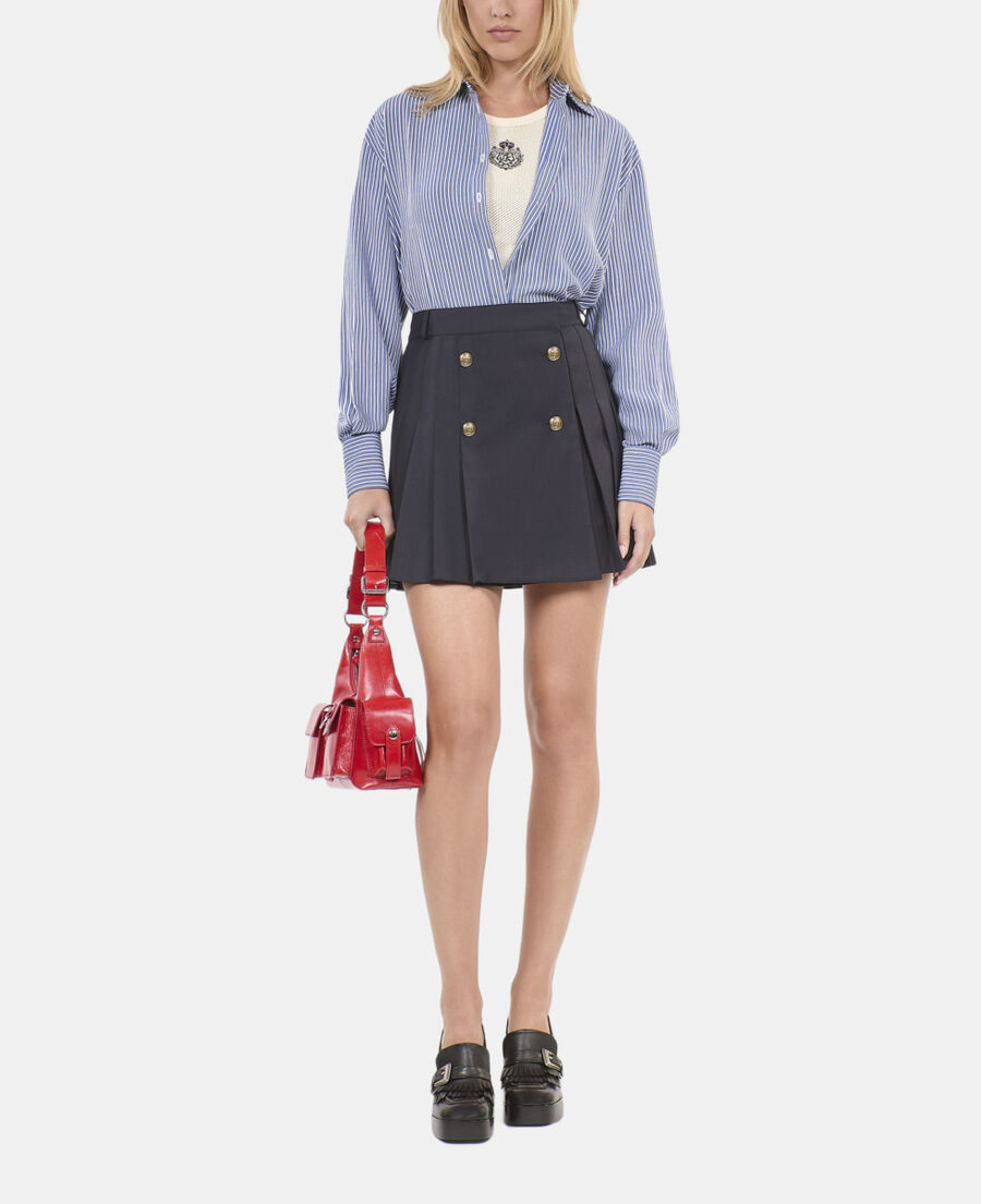 The Kooples FEMME DARK NAVY jupe courte plissée bleu marine