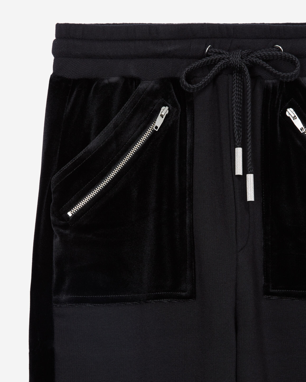 The Kooples WOMEN BLACK black dual-fabric joggers with zip