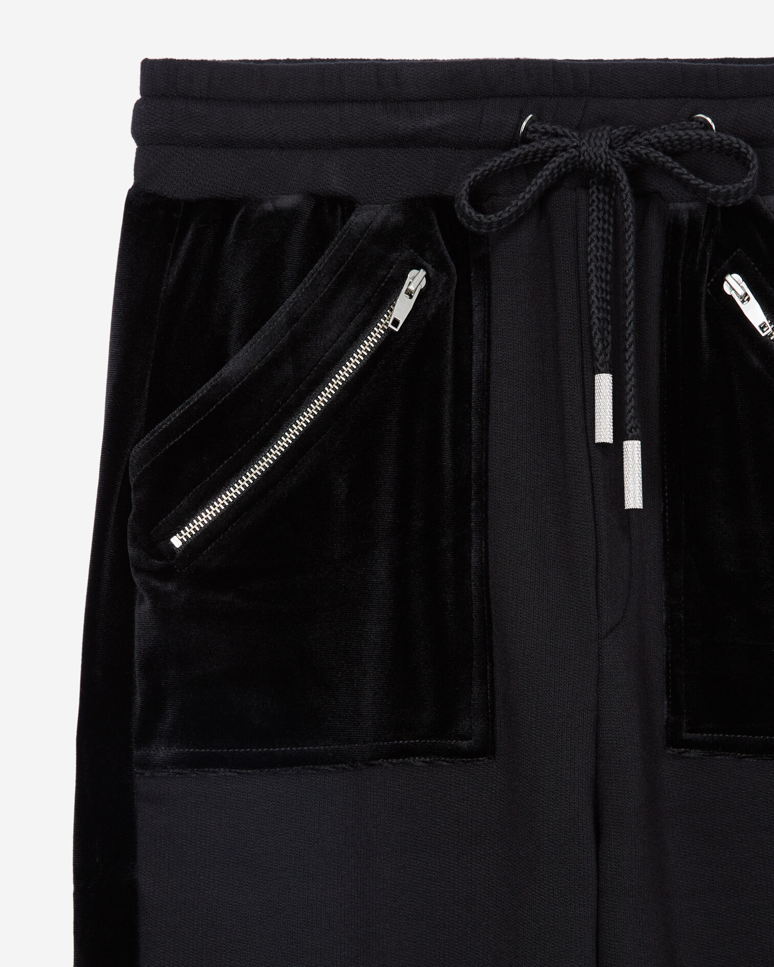 Black dual-fabric joggers with zip, BLACK, hi-res image number null