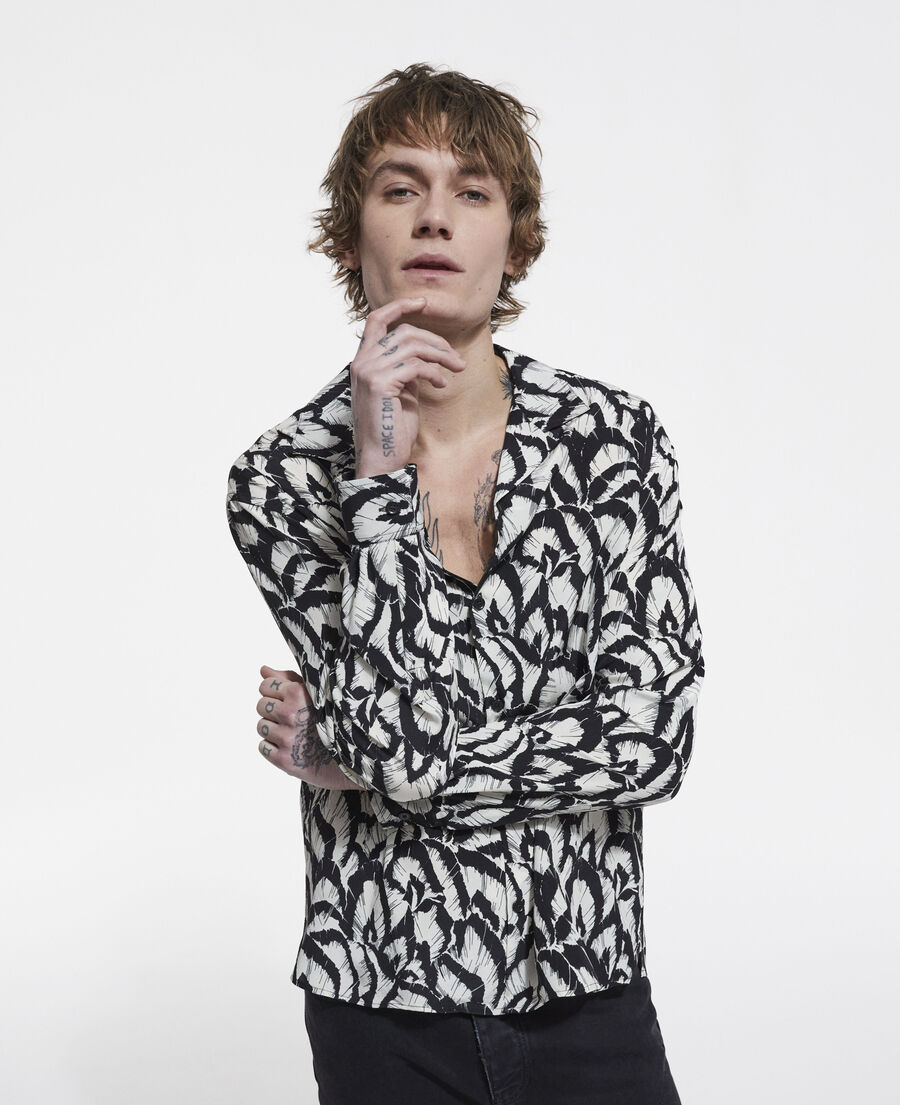 chemise col hawaïen en soie imprimée