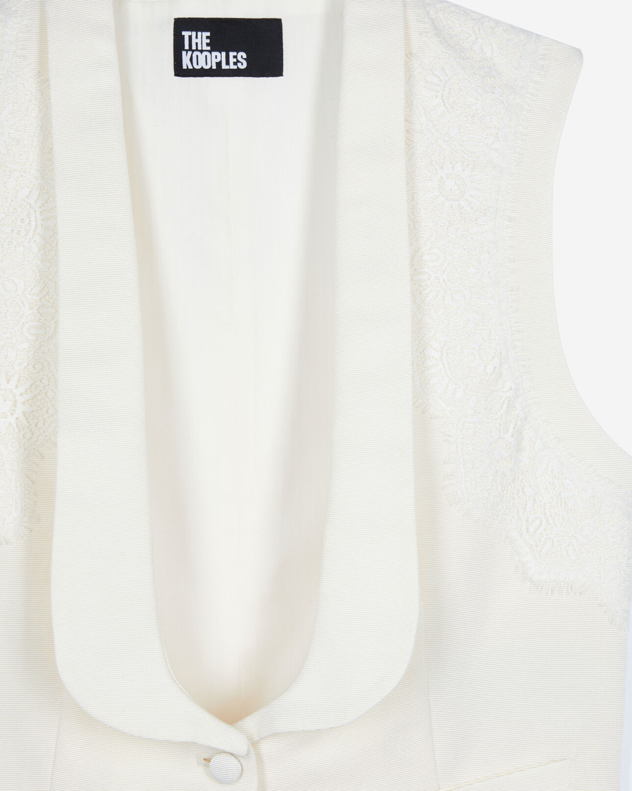 The Kooples FEMME ECRU gilet avec dentelle écru