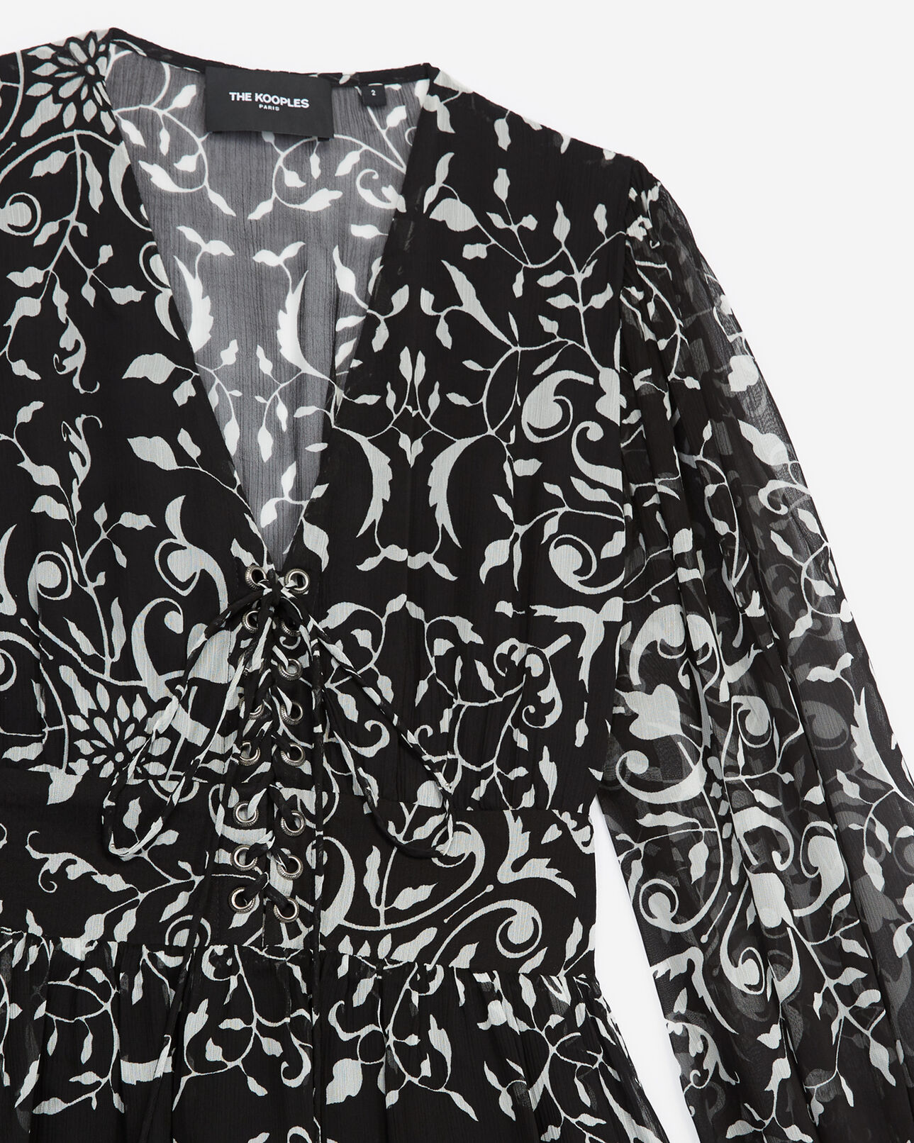 The Kooples WOMEN BLACK short formal dress with motif and lacing