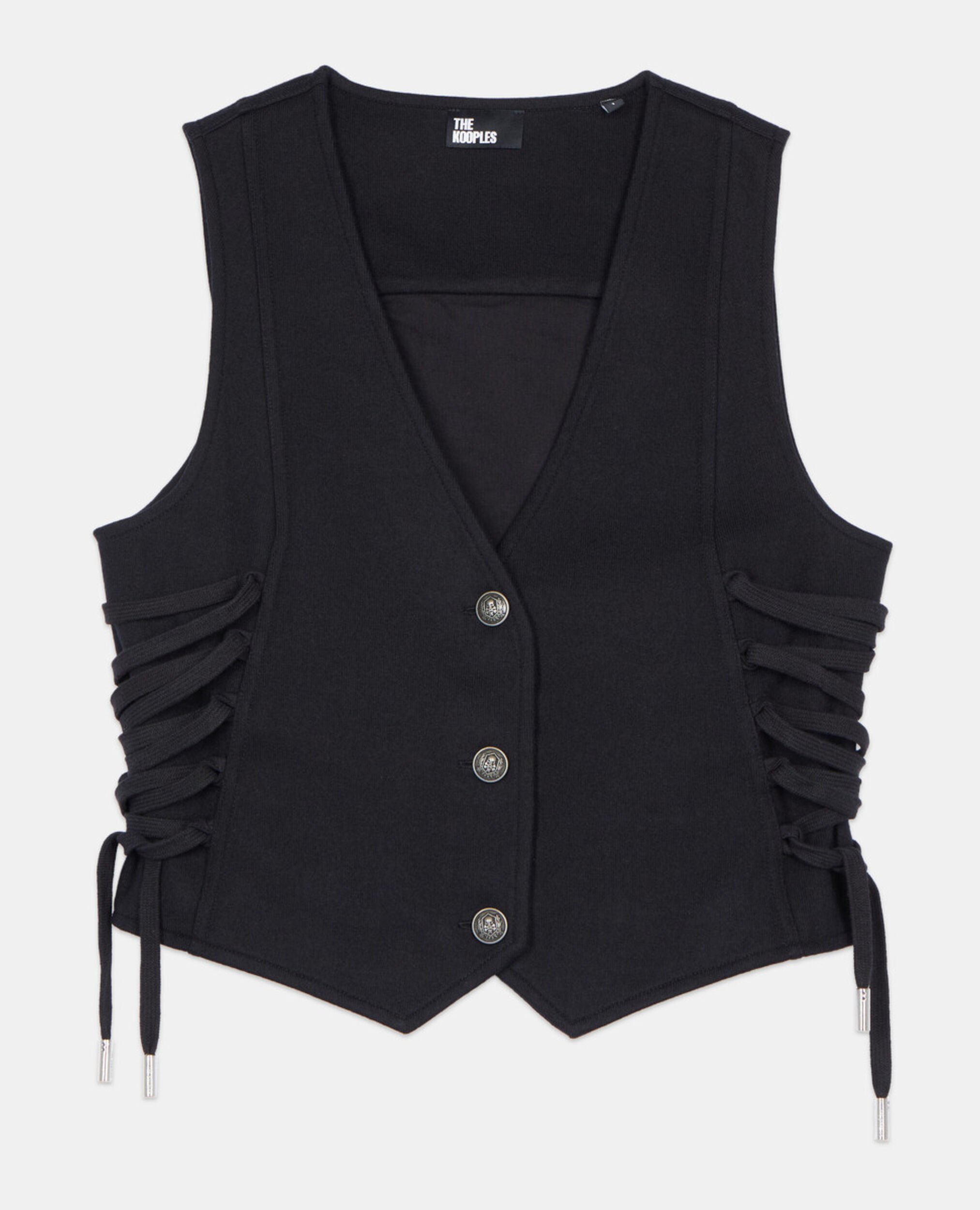 Gilet avec laçage noir, BLACK, hi-res image number null