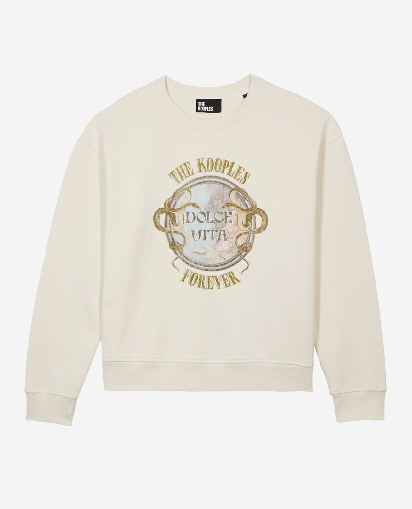 The Kooples FEMME LIGHT BEIGE sweatshirt avec s&eacute;rigraphie beige
