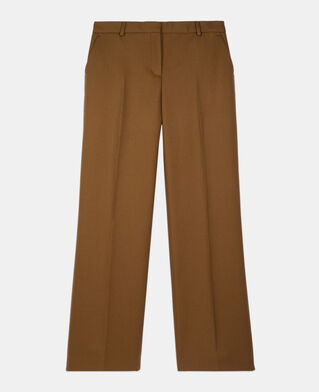 The Kooples DAMEN KAKI braune anzughose mit weitem bein