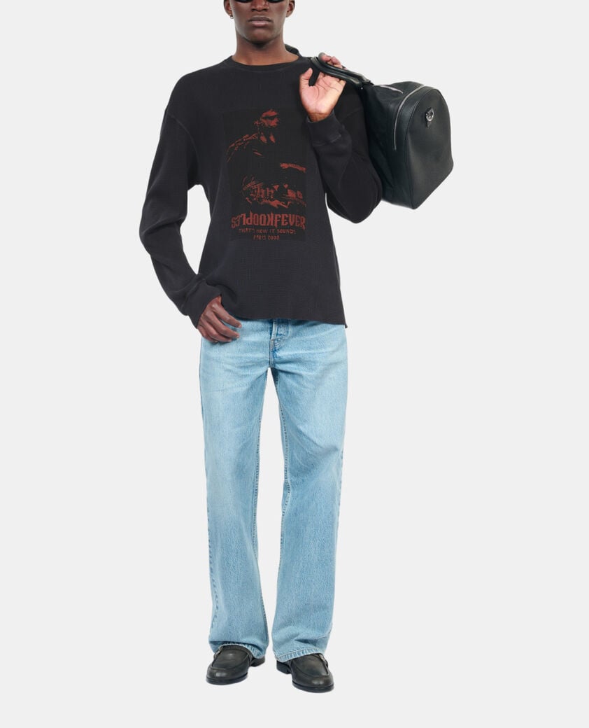 The Kooples MEN BLACK WASHED black kooples fever serigraphy sweatshirt