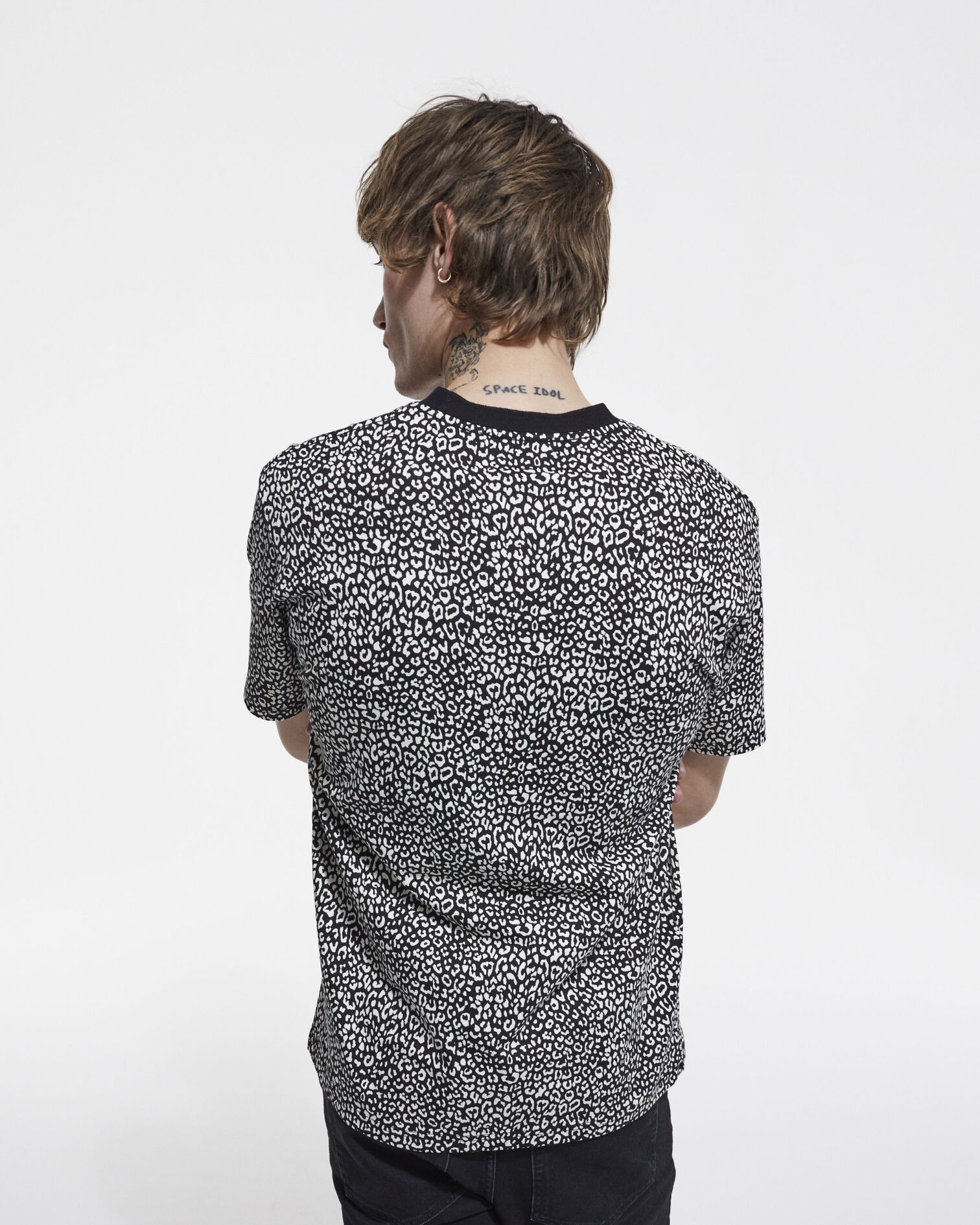 Black leopard print T-shirt, ECRU, hi-res image number null