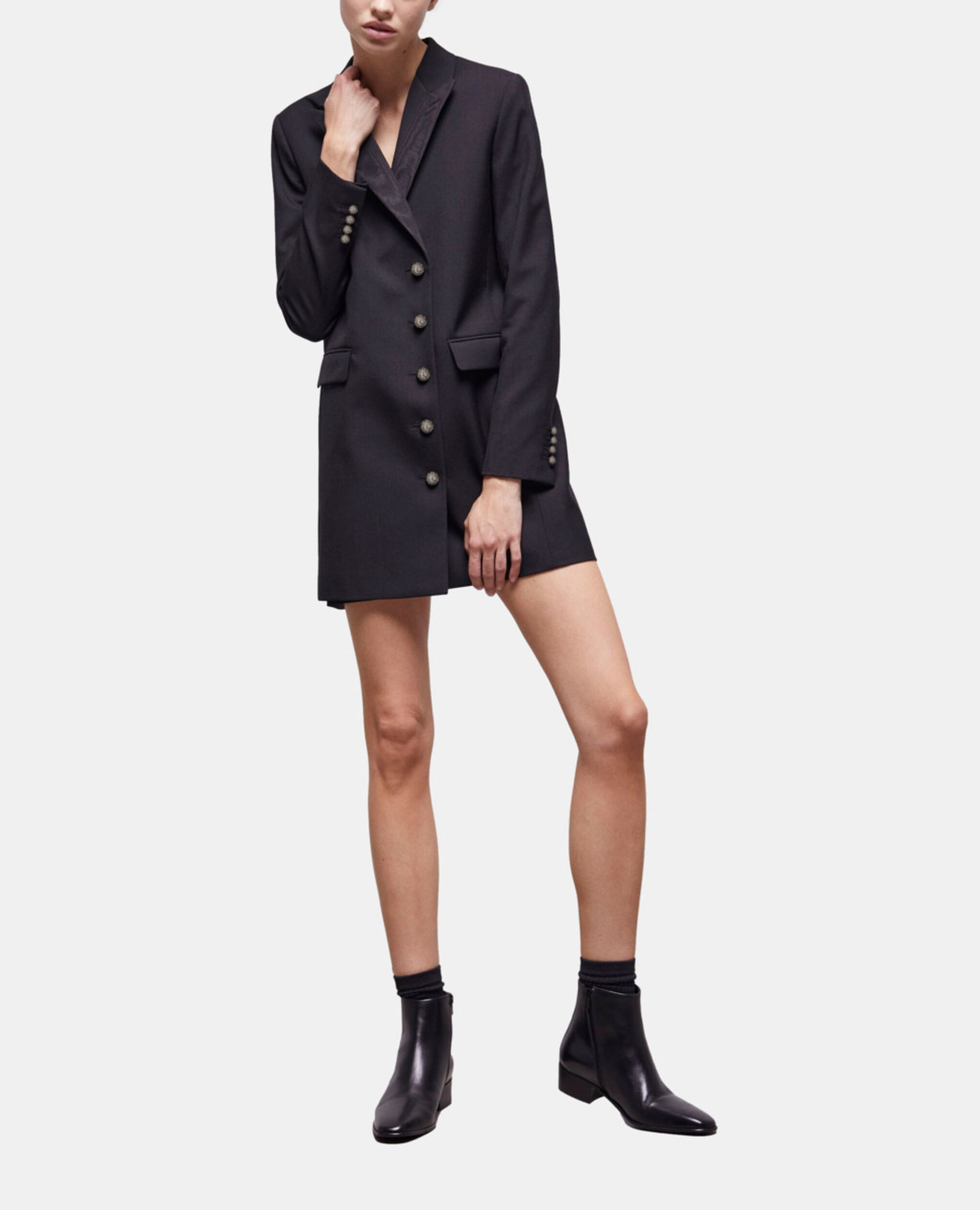 Robe courte en laine noire, BLACK, hi-res image number null