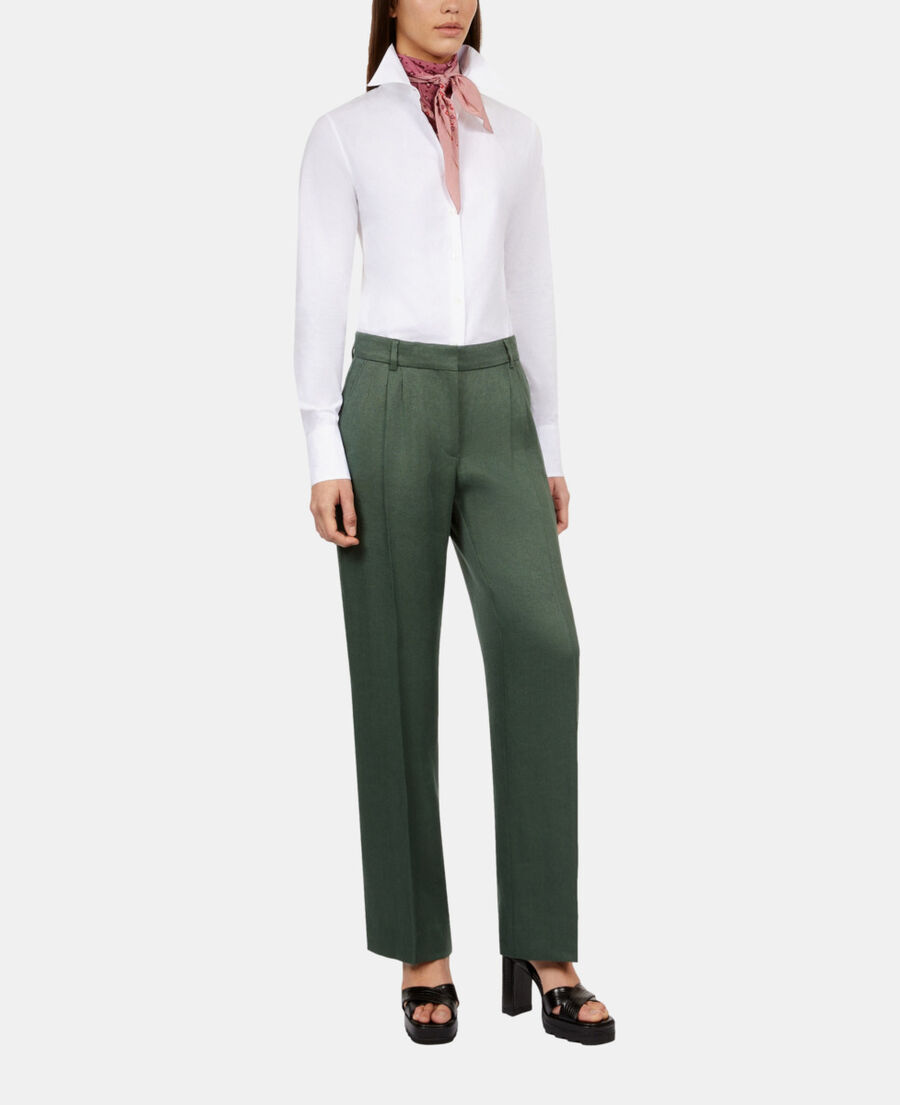 The Kooples FEMME WOOD KAKI pantalon tailleur en soie vert