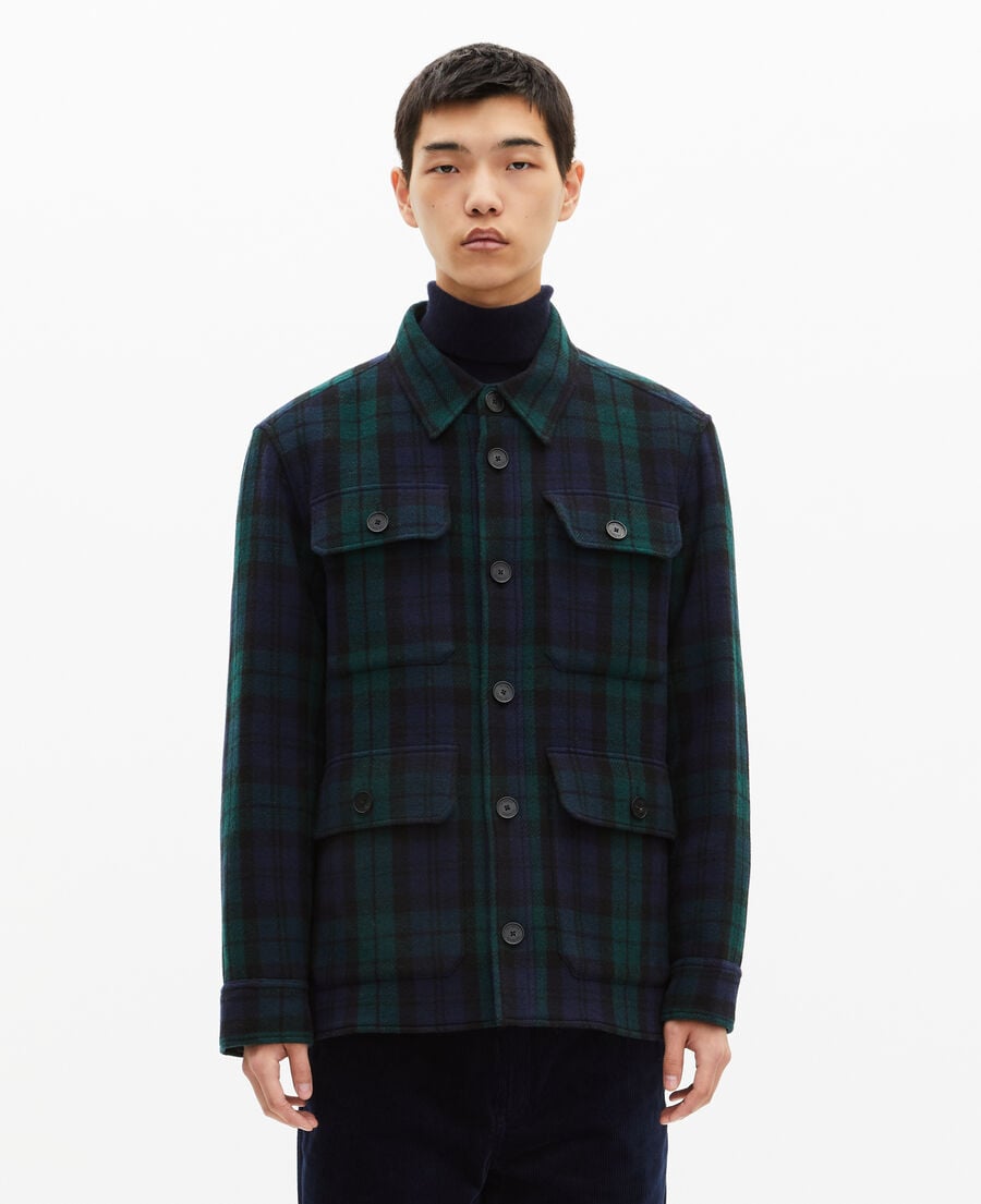 The Kooples HOMME GREEN / BLACK surchemise en tartan vert foncé