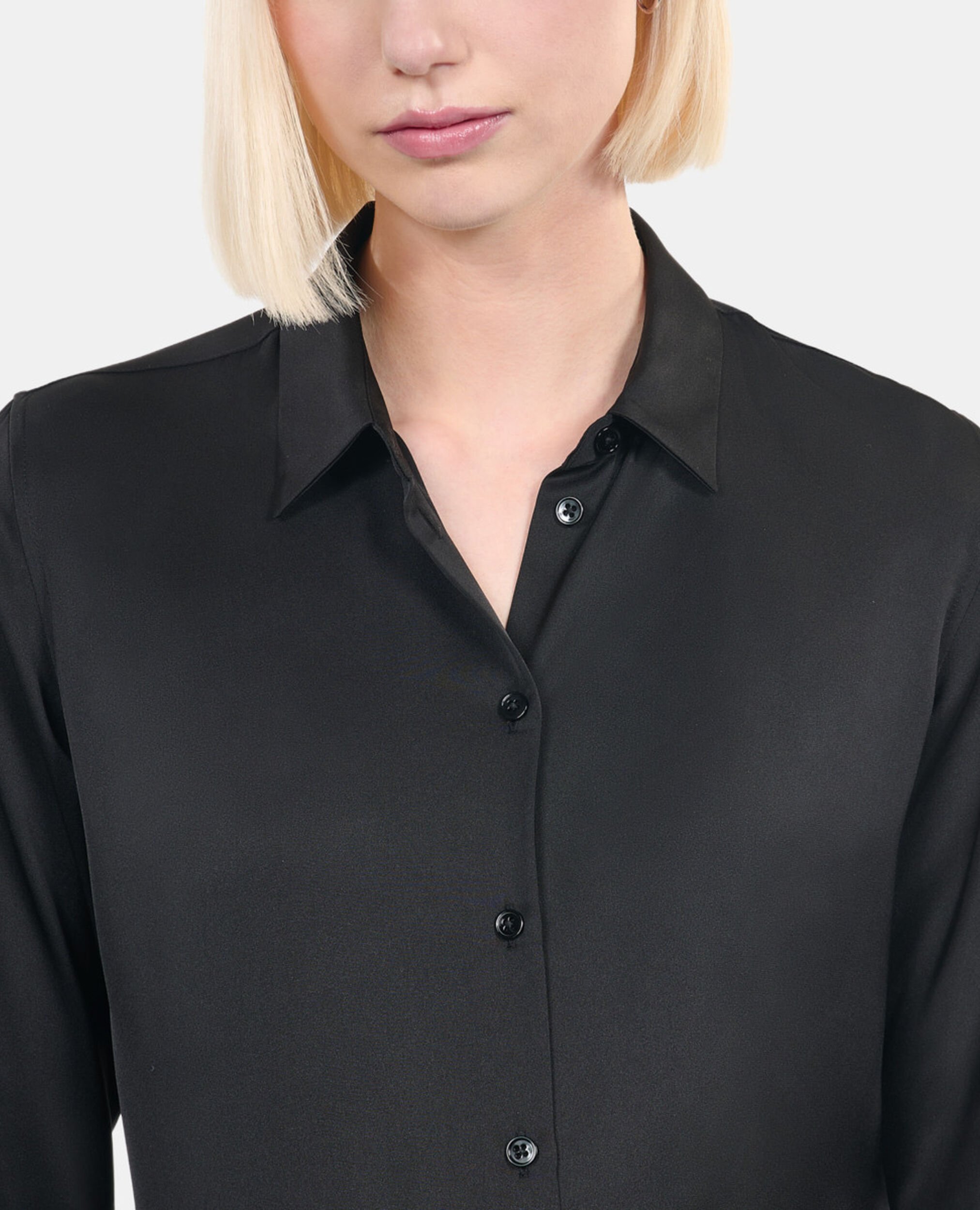 Chemise en soie noire, BLACK, hi-res image number null