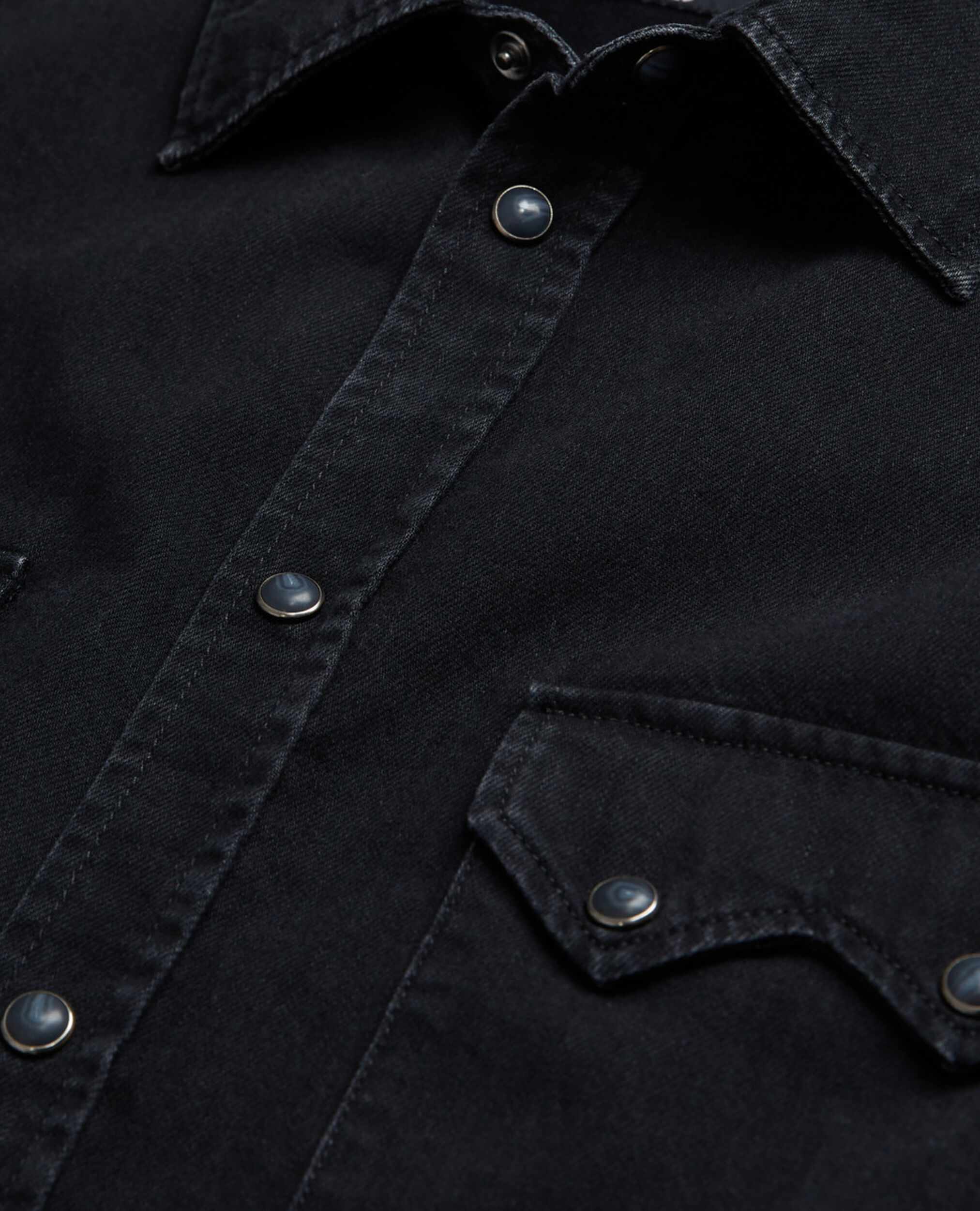 Schwarzes Jeanshemd mit Klassischer Kragen, BLACK WASHED, hi-res image number null