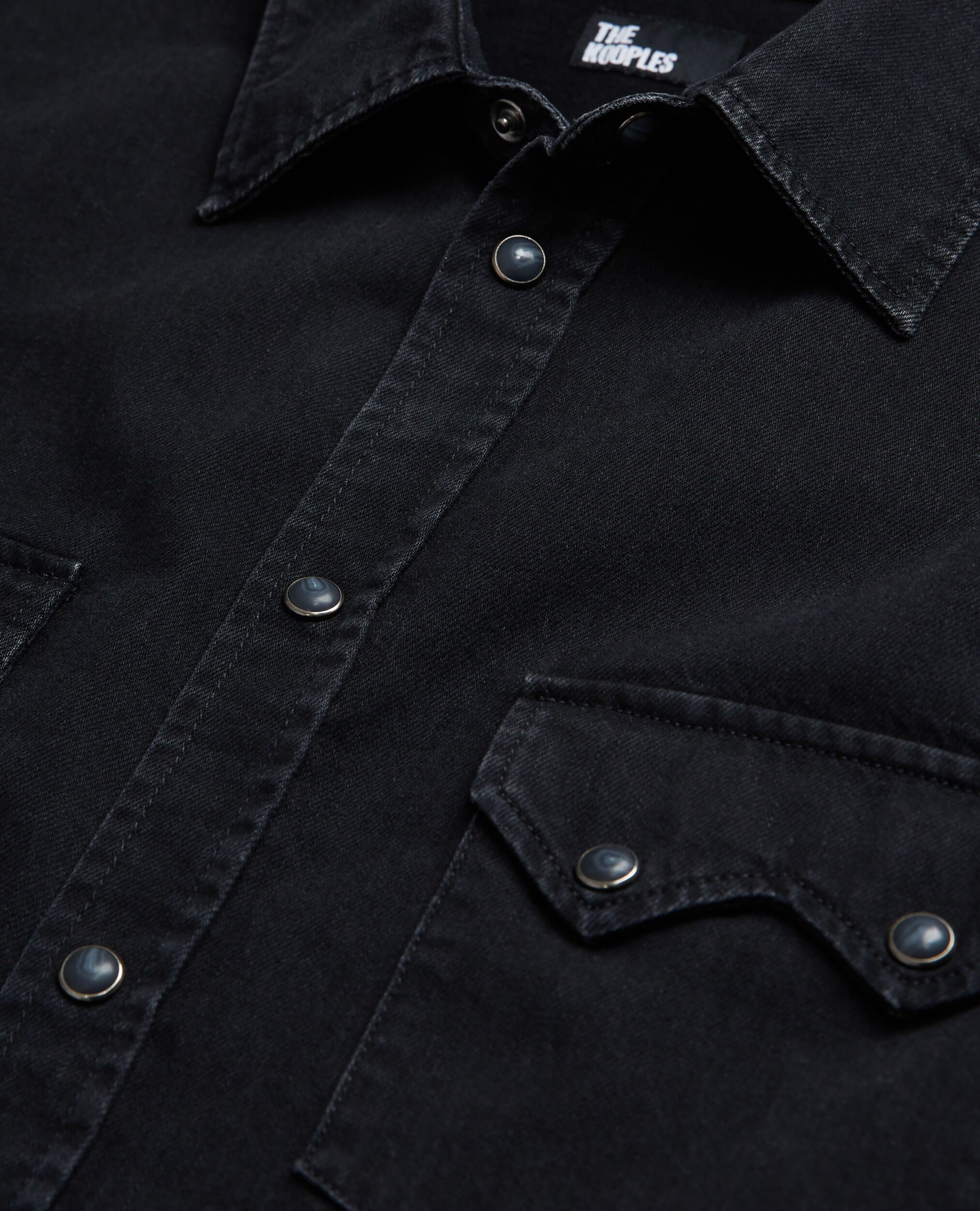 Schwarzes Jeanshemd mit Klassischer Kragen, BLACK WASHED, hi-res image number null