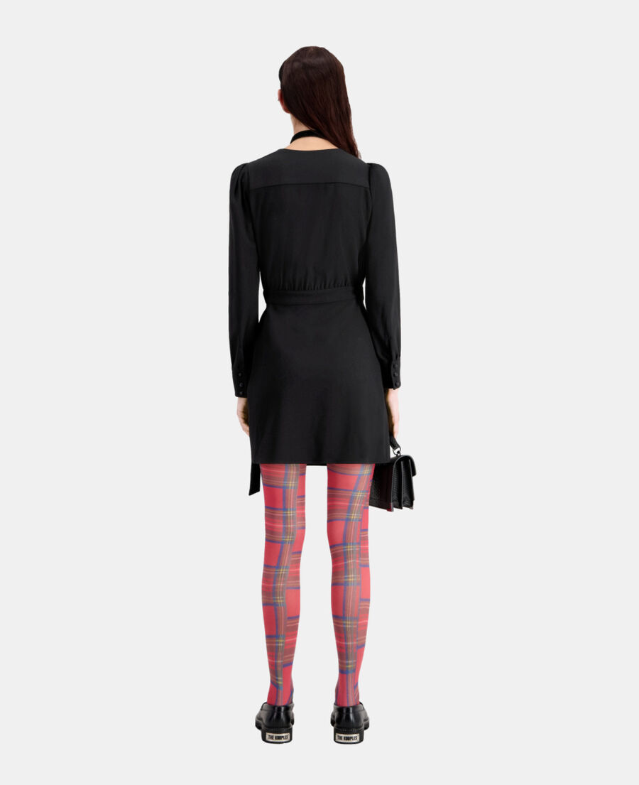 robe portefeuille courte noire en crêpe
