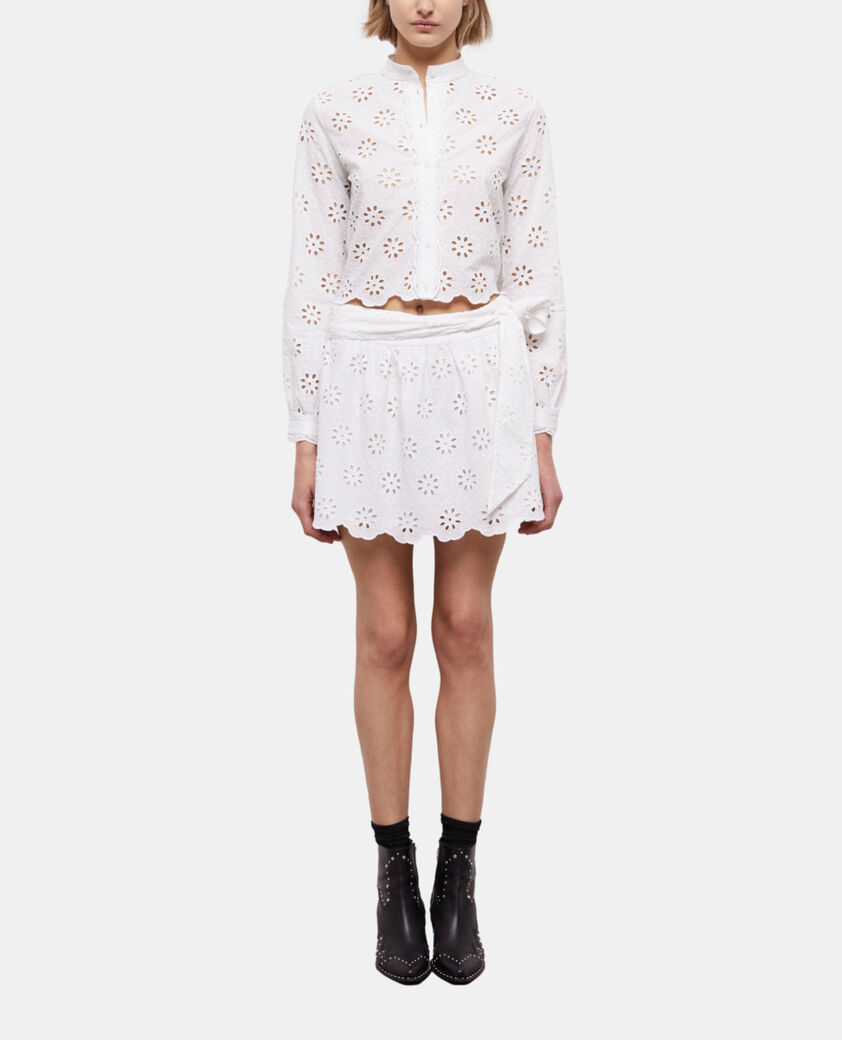 The Kooples WOMEN WHITE short white skirt with broderie anglaise