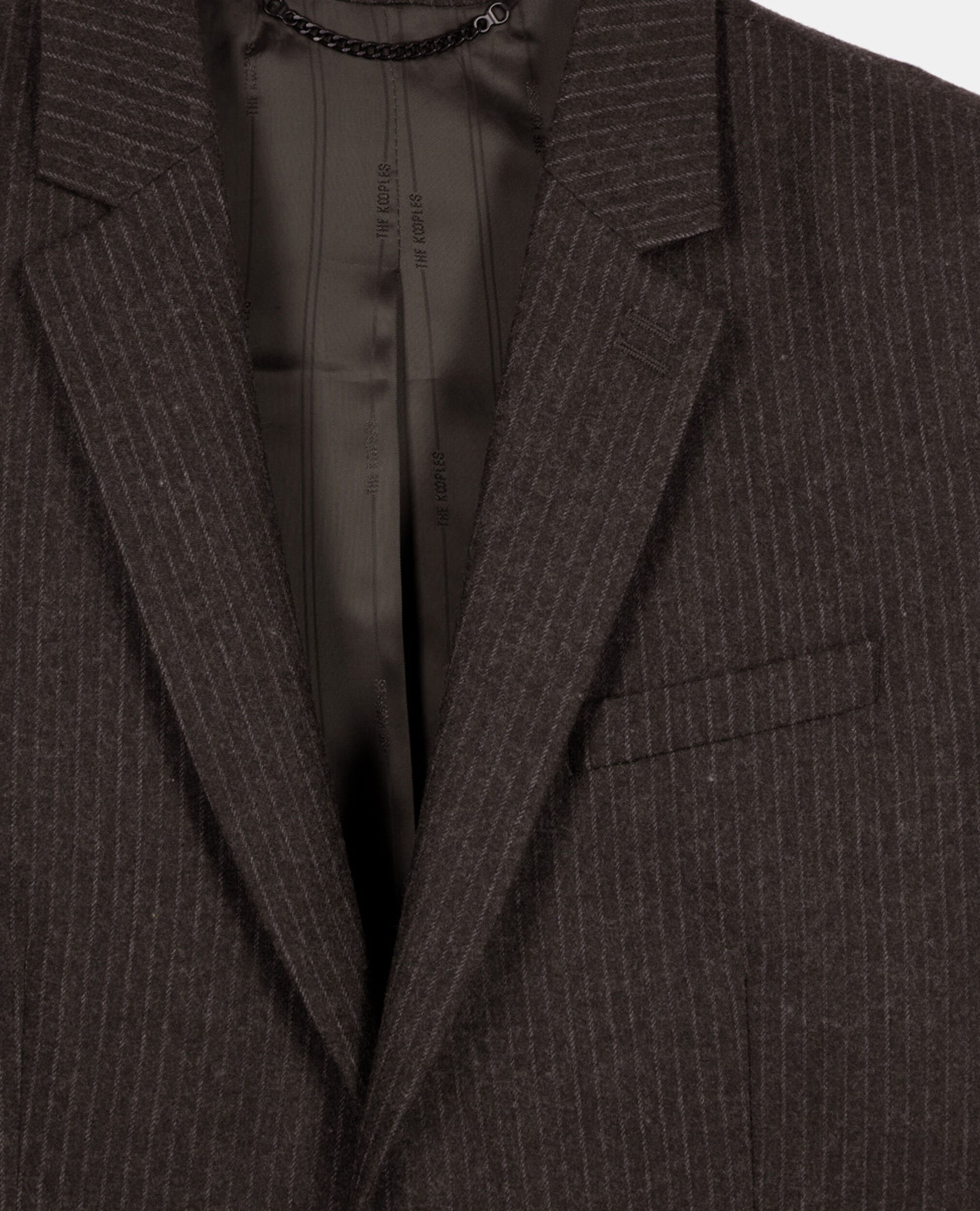 Brown pinstripe suit jacket, BROWN, hi-res image number null