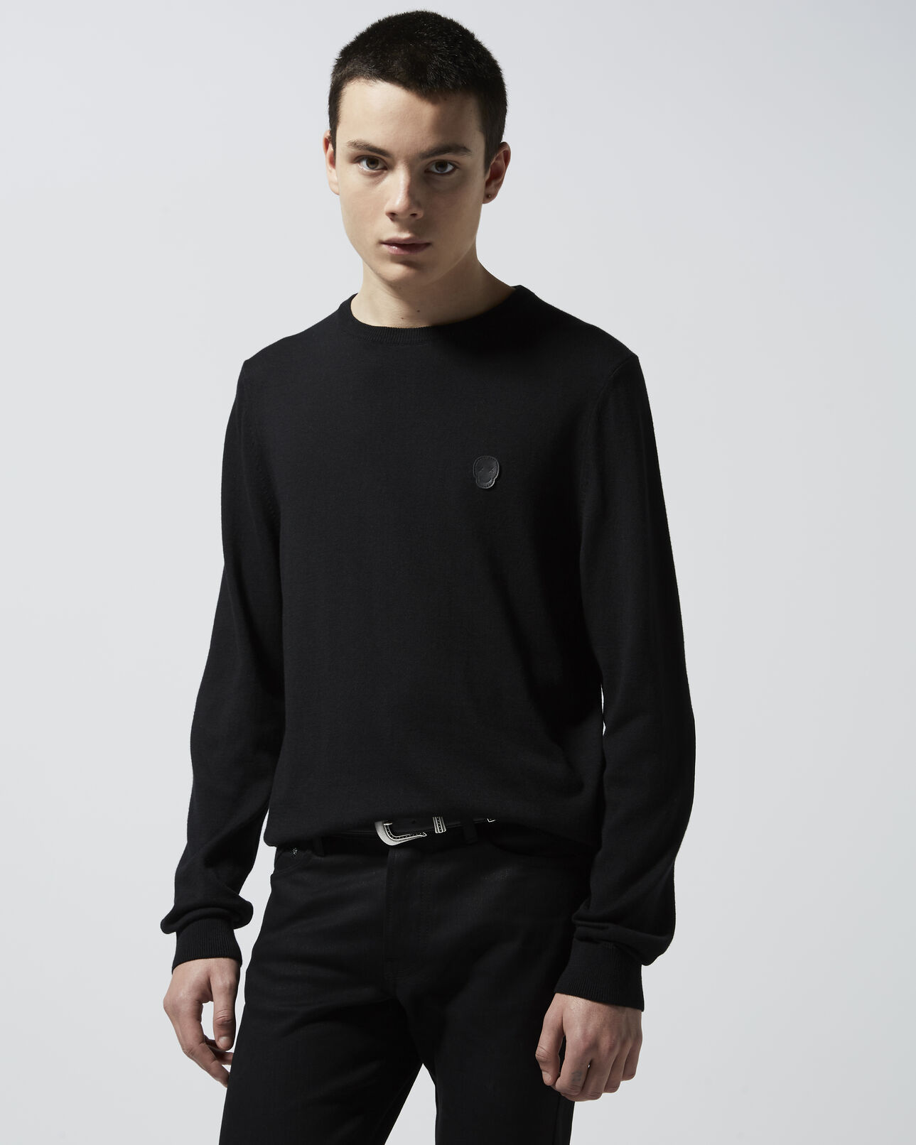 The Kooples HOMME BLACK pull avec details cuir