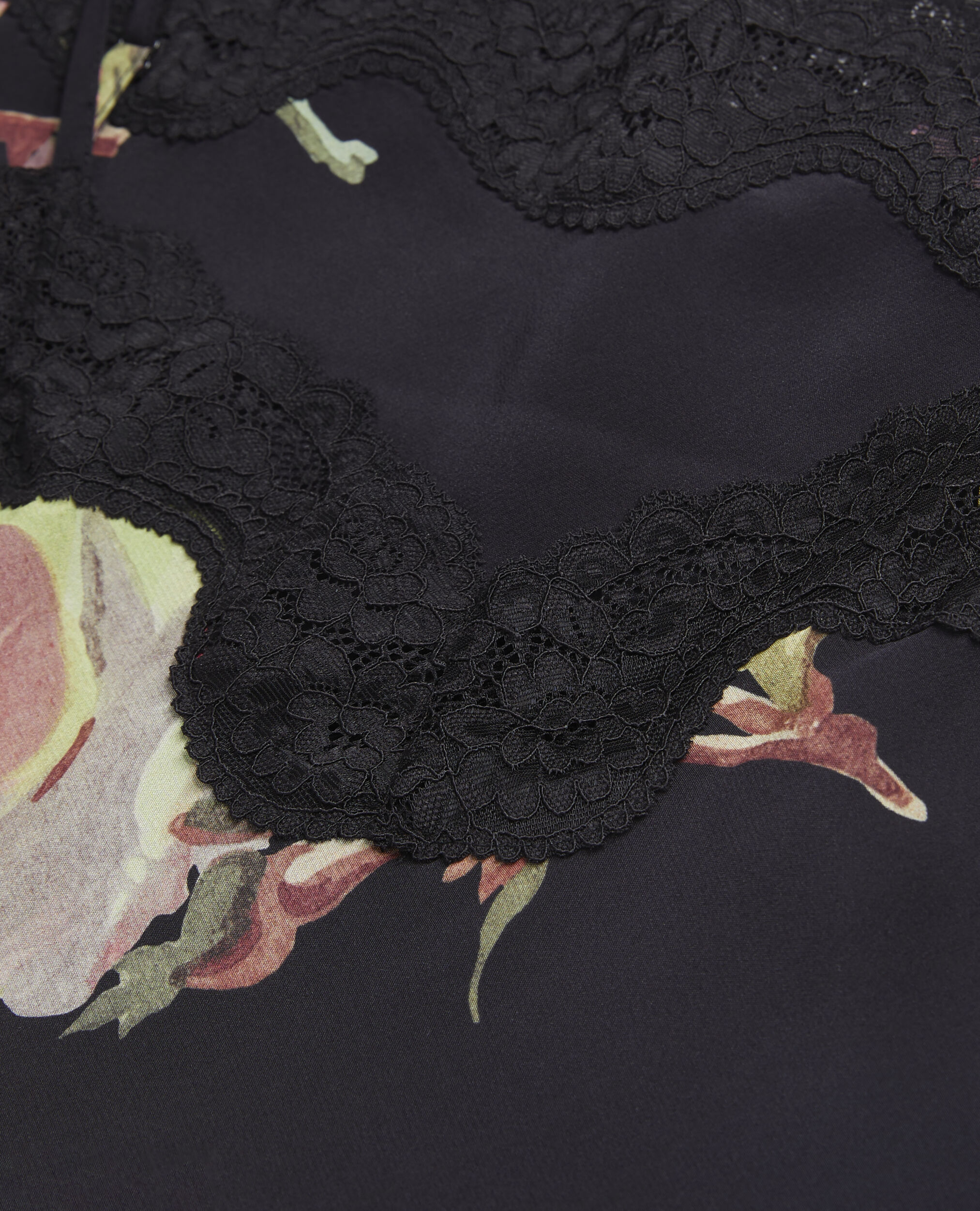 Printed silk camisole with lace, PINK BLACK, hi-res image number null