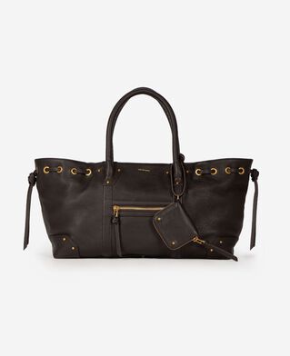 The Kooples F BROWN brown grained leather shopper bag