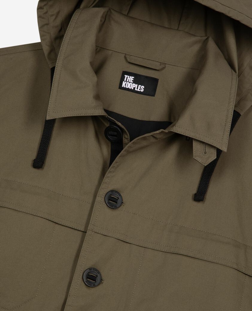 The Kooples HERREN KAKI kurzer parka mit kapuze in khaki