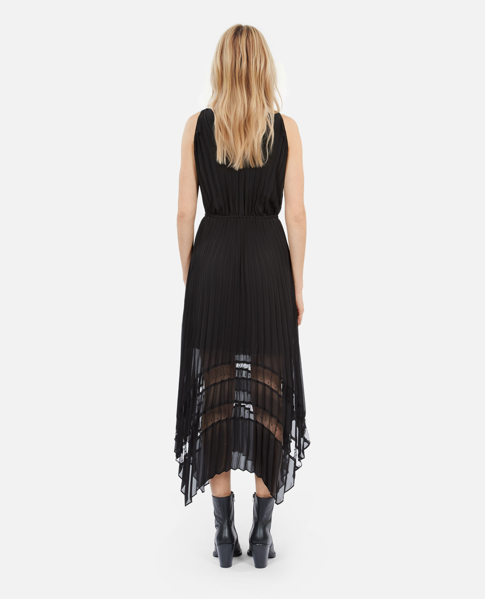 Long black pleated dress, BLACK, hi-res image number null